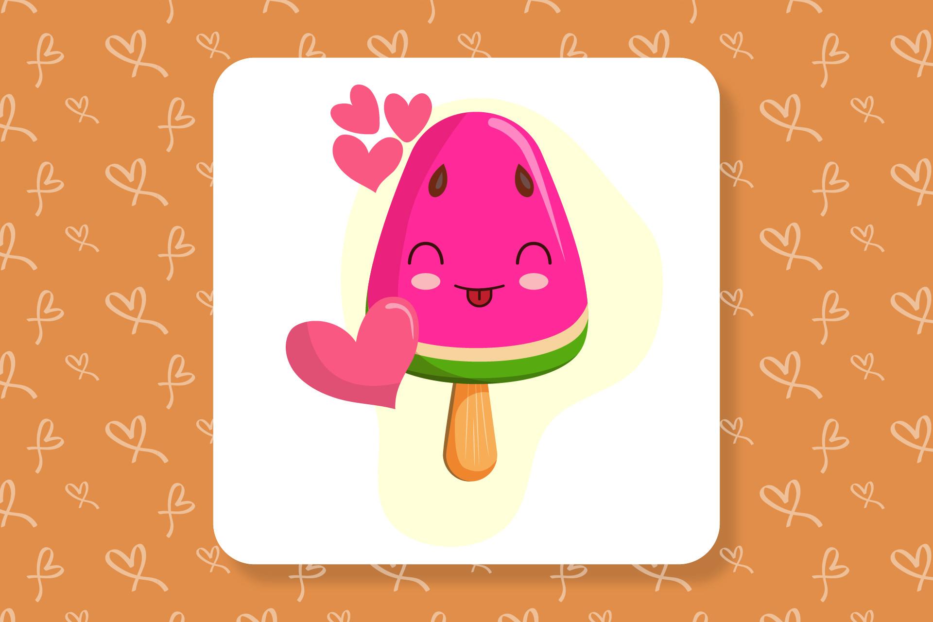 Valentine Cute Kawaii Watermelon Ice