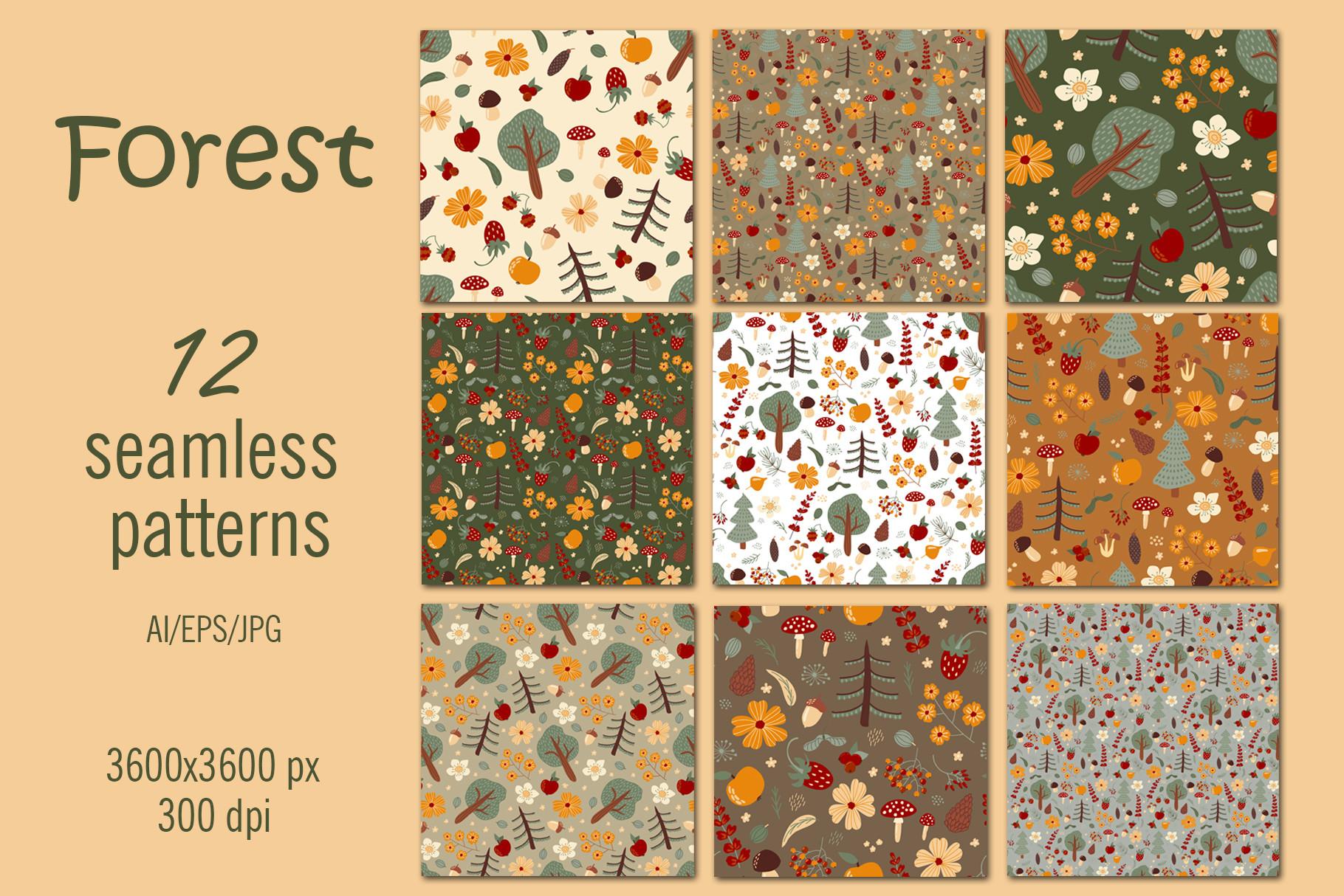 Forest - Digital Paper/seamless Patterns