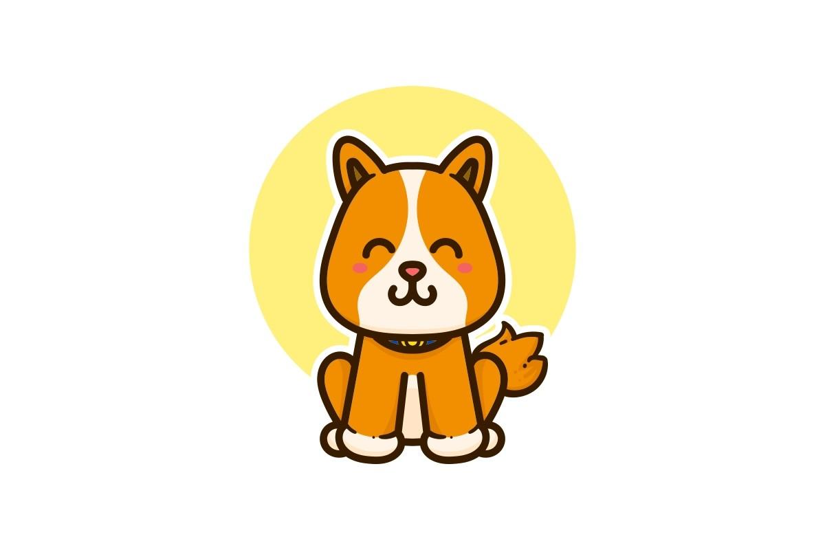Happy Sitting Dog Cute Adorable Cartoon