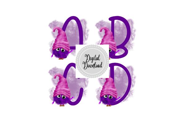 Purple Worry Monster Alphabet Clipart