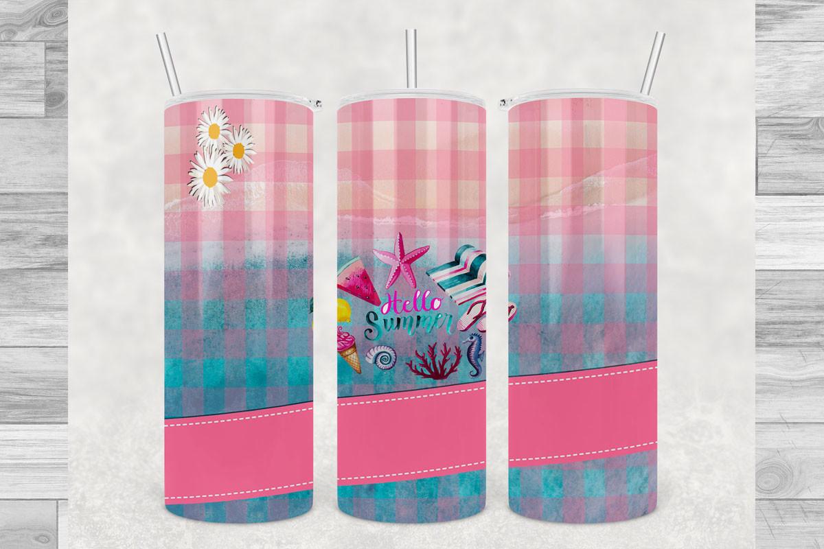 20oz Tumbler BluePink Hello Summer