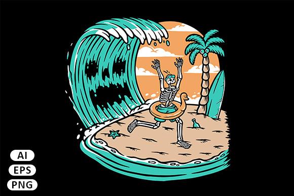 Skull Attacked by Giant Waves