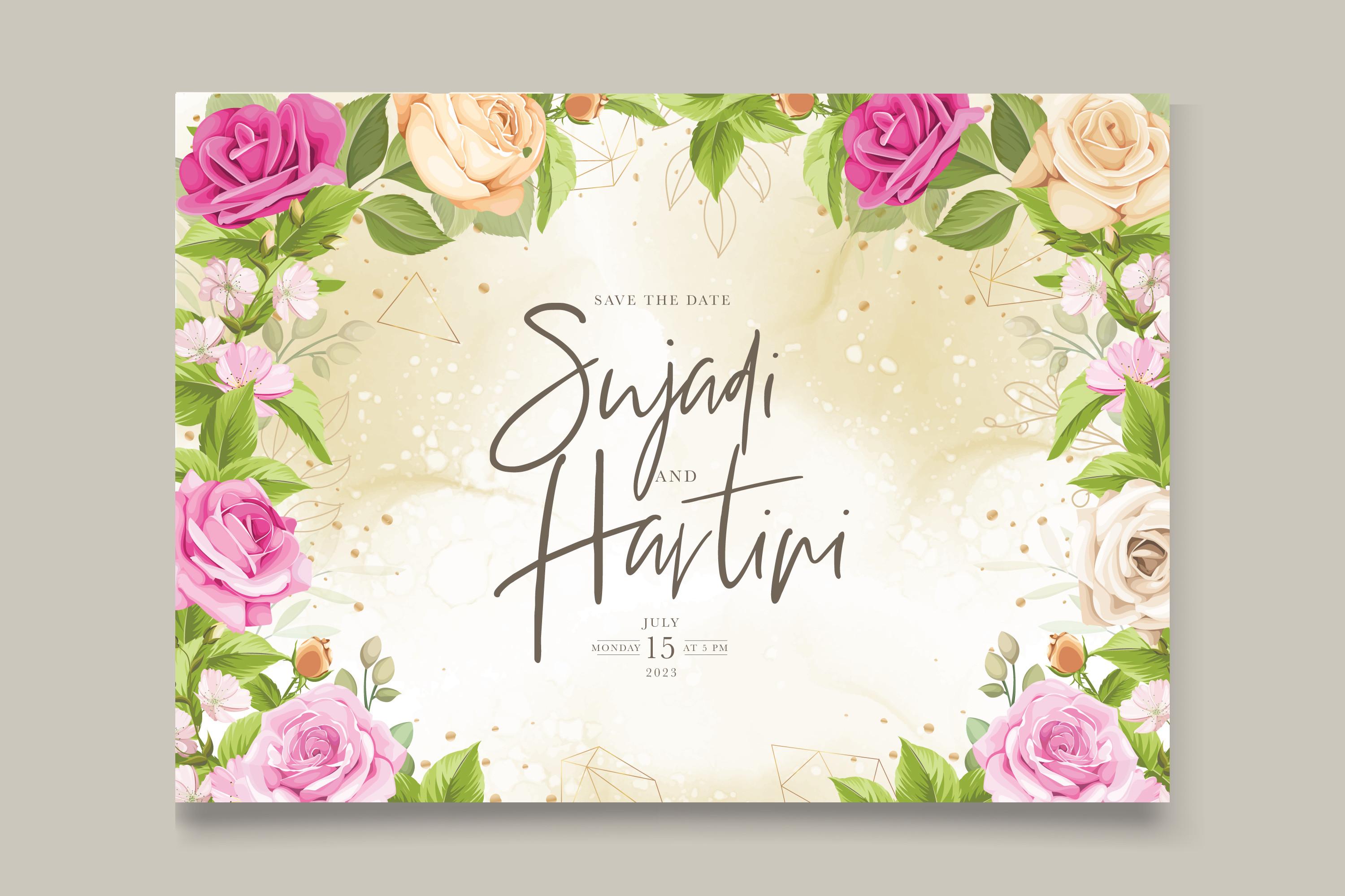 Hand Drawn Rose Wedding Card Set