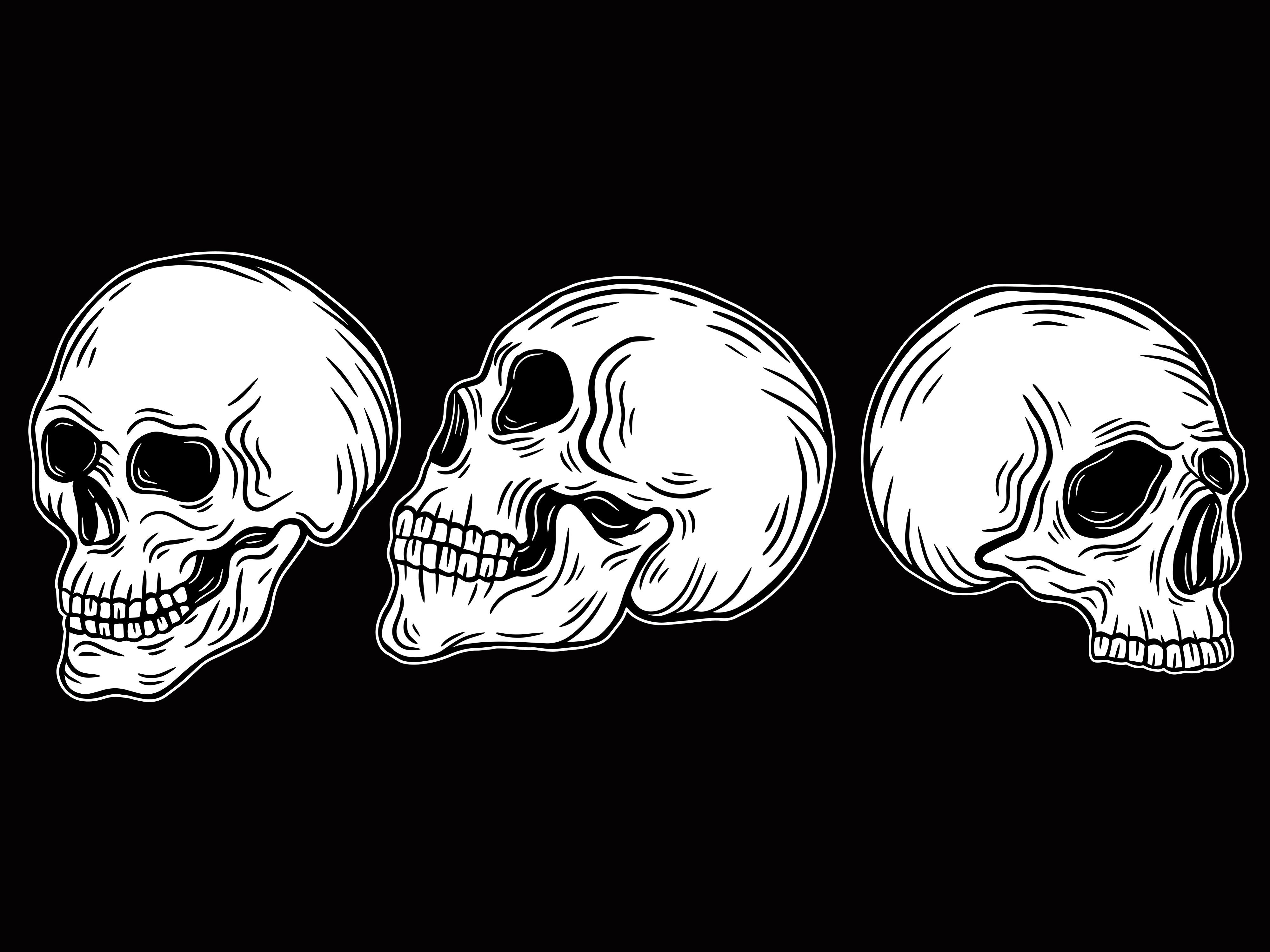 Set Dark Illustartion Skull Bones