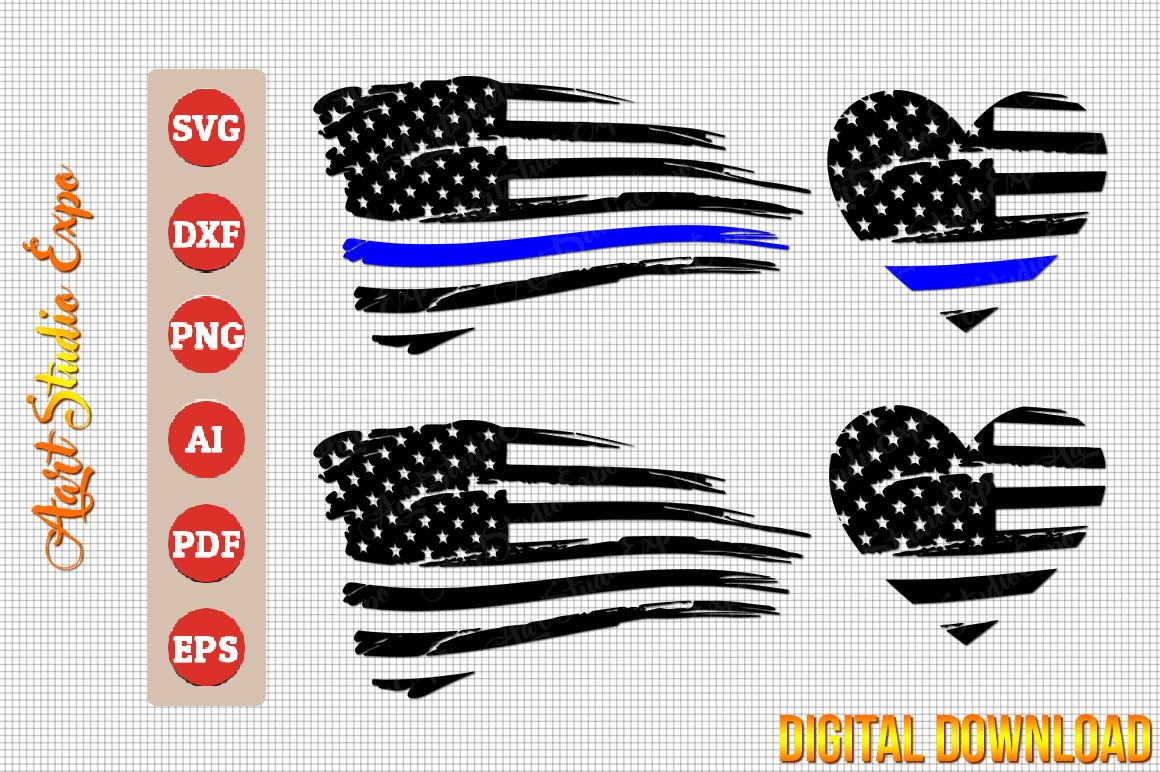 Distressed Blueline USA Flag