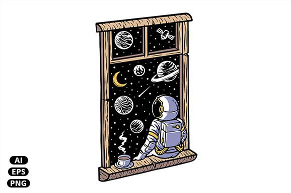 Astronaut Looks out of the Window