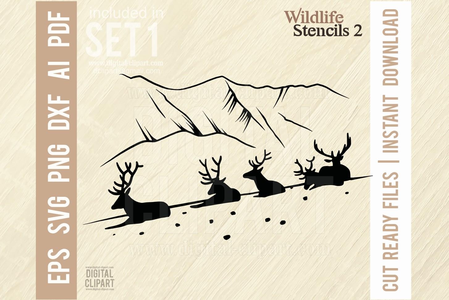 Deers - Wildlife Stencil - Cut SVG