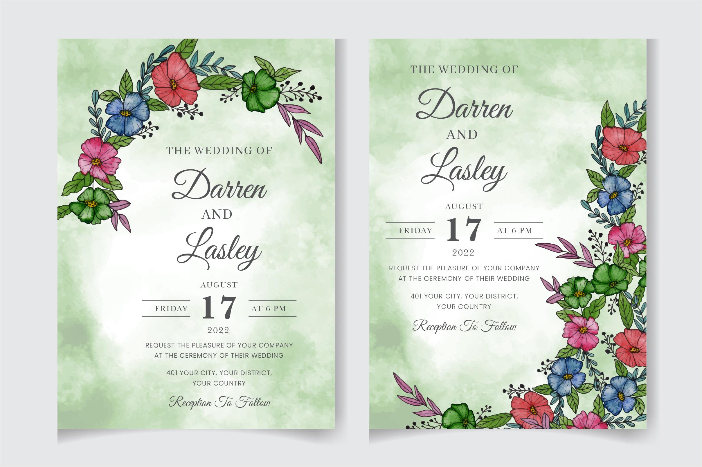 Watercolor Invitation Card Template 05