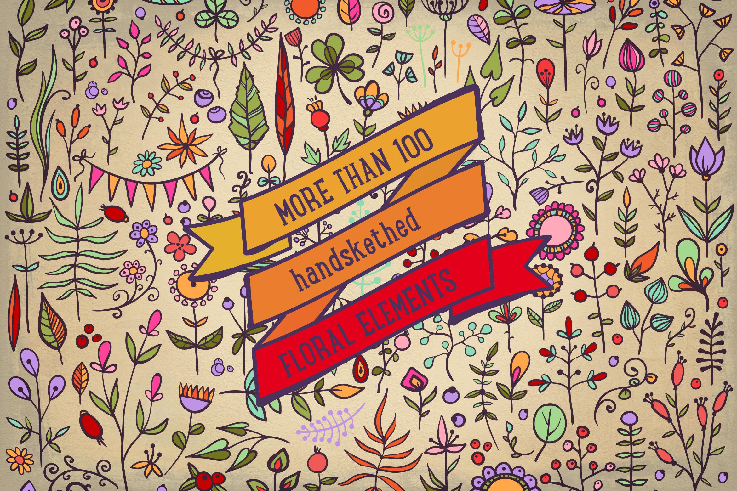 100 Handsketched Florals