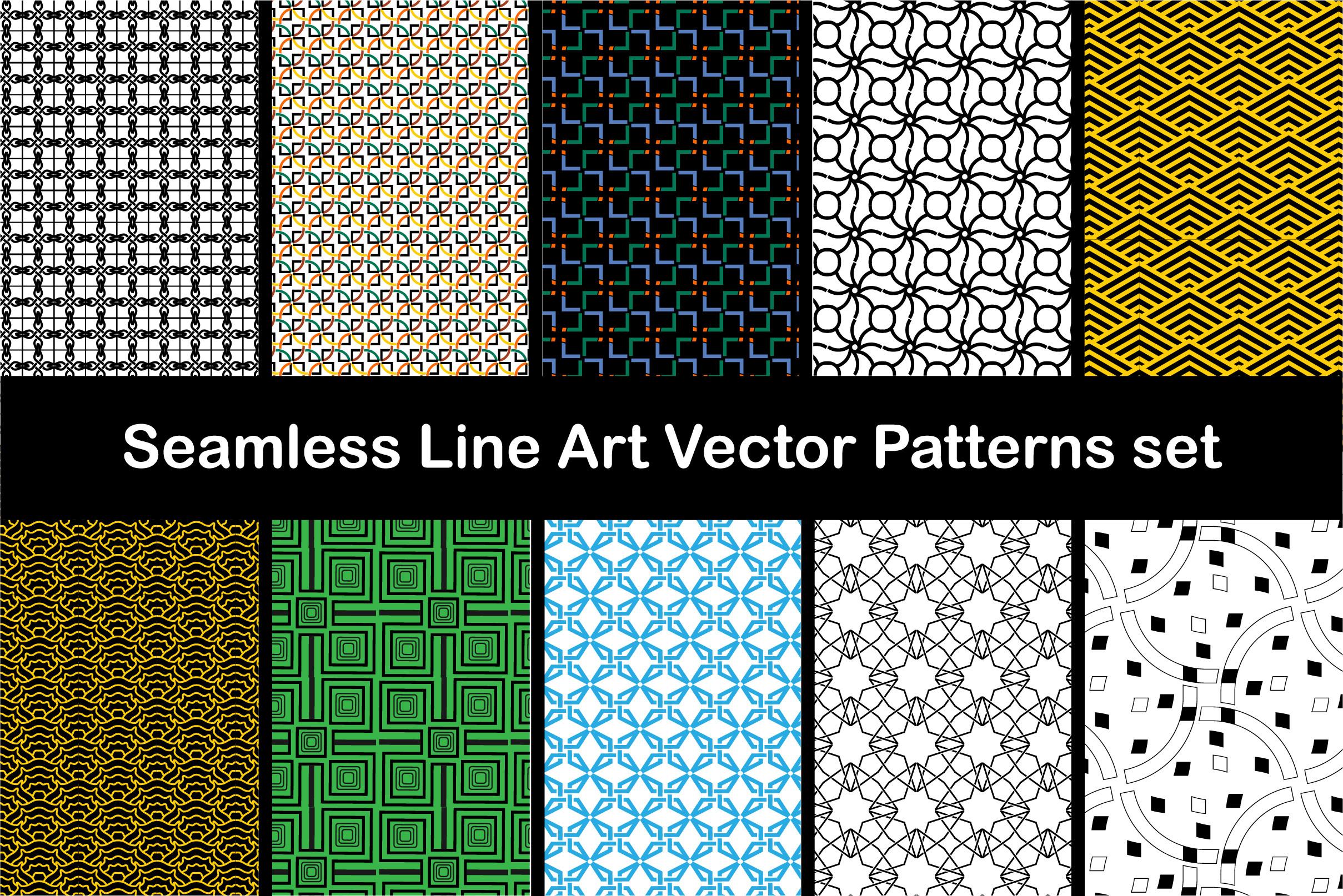 Seamless Line Art Vector Patterns Set
