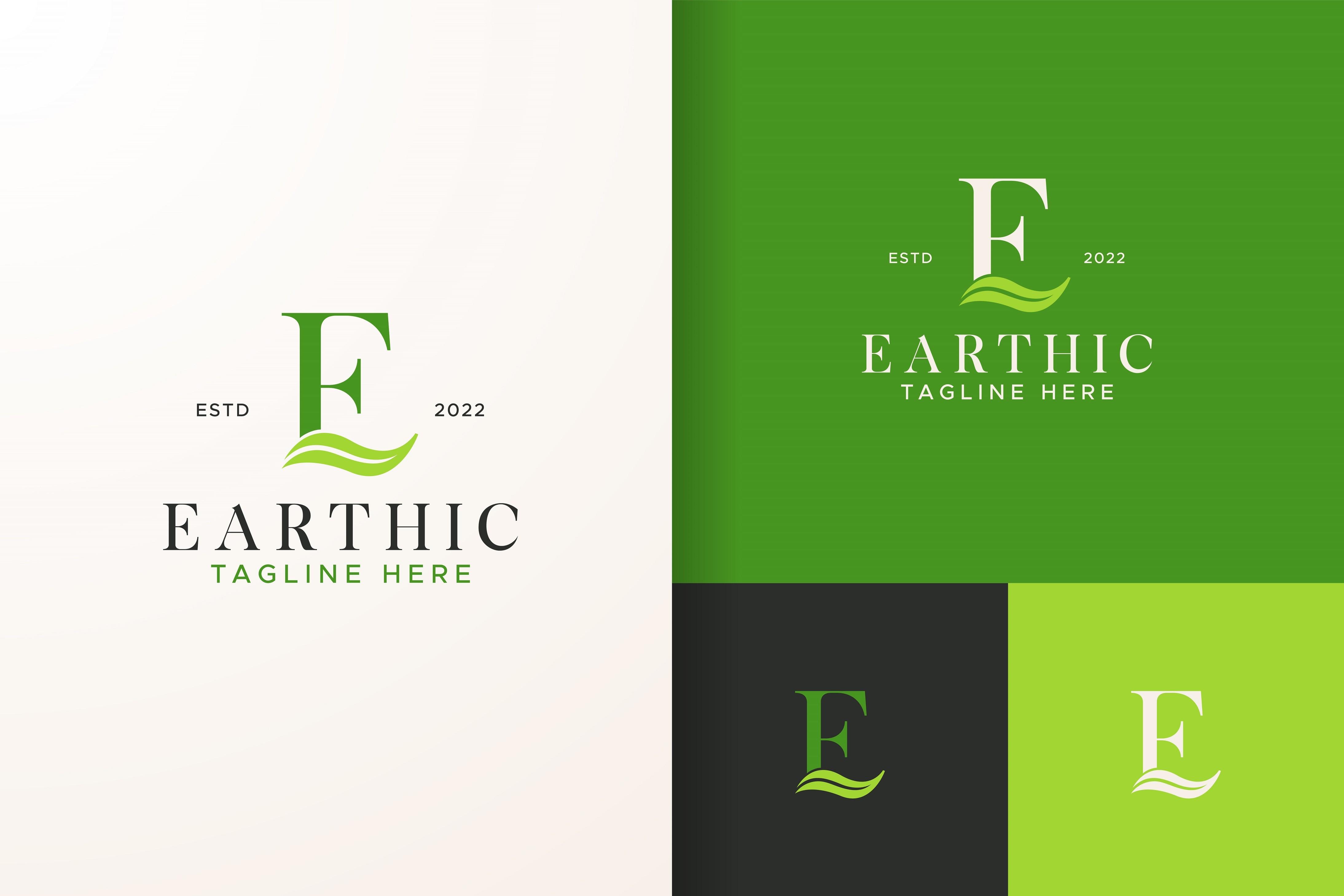 Letter E for Brand Beauty Nature Concept