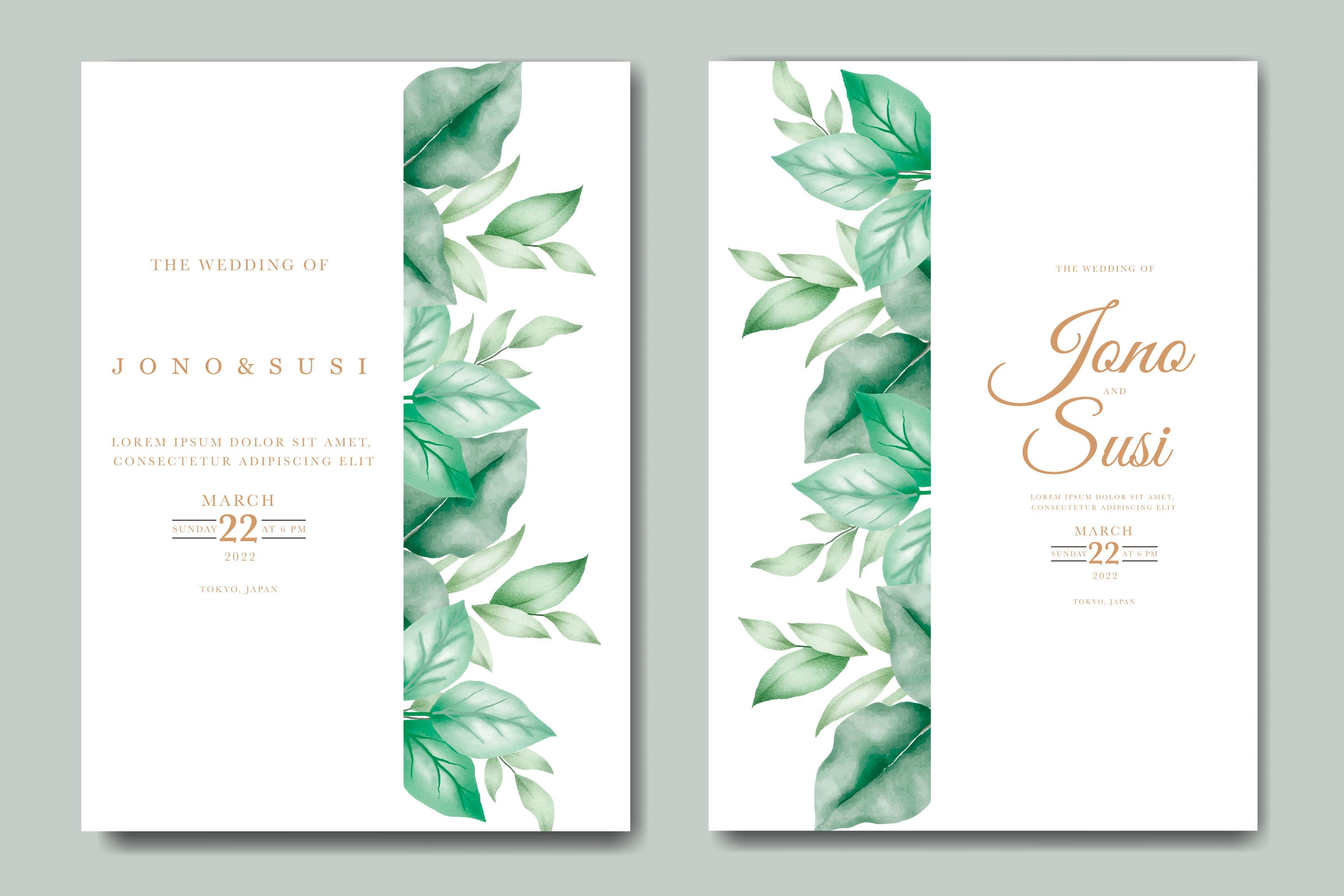 Greenery Wedding Invitation Card Leaves