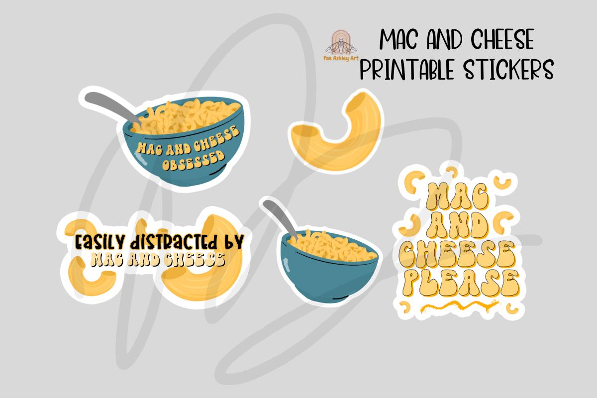 Mac and Cheese Themed Printable Stickers