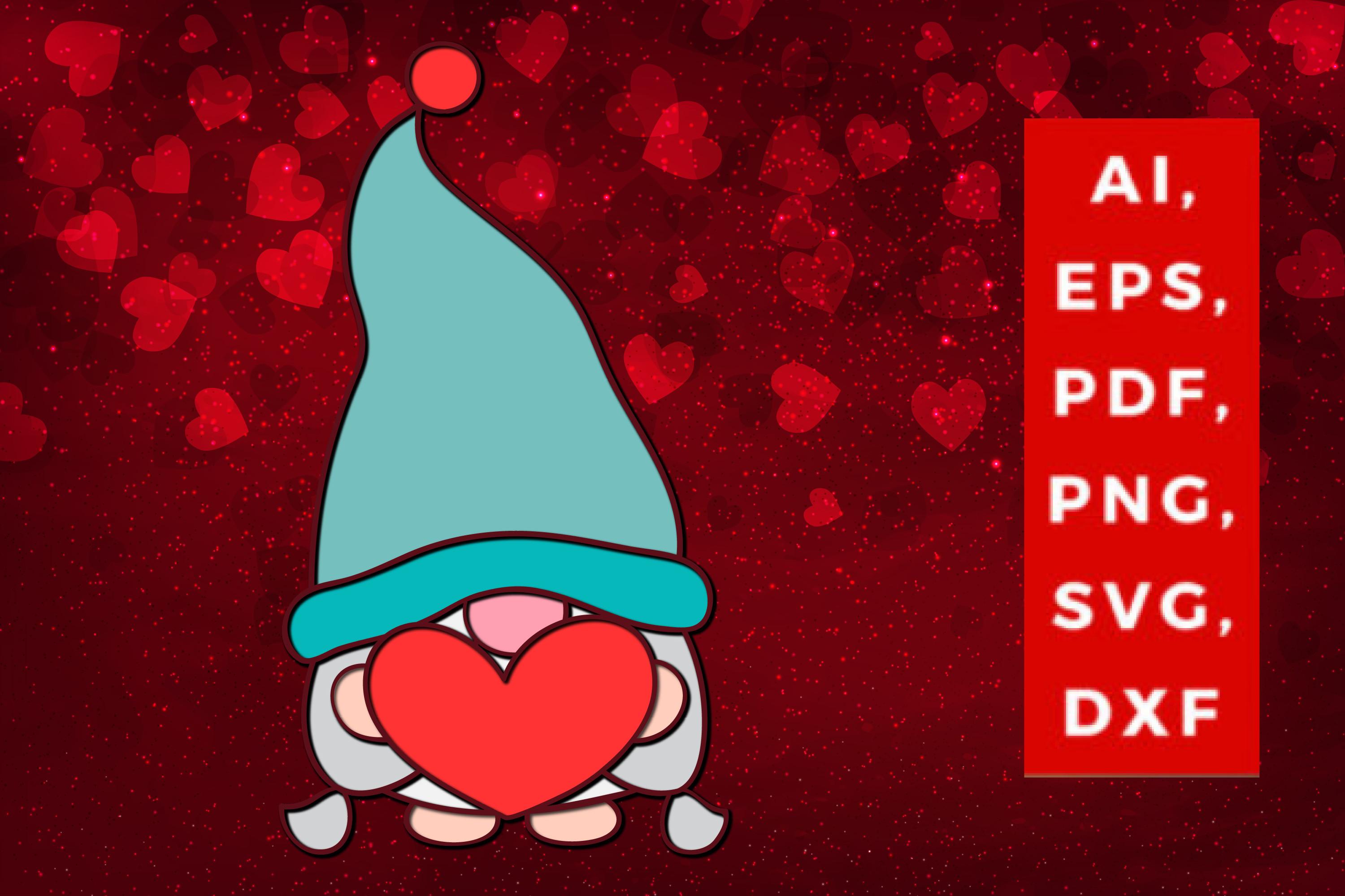 Multi-layer Valentine Gnome Svg Cut File