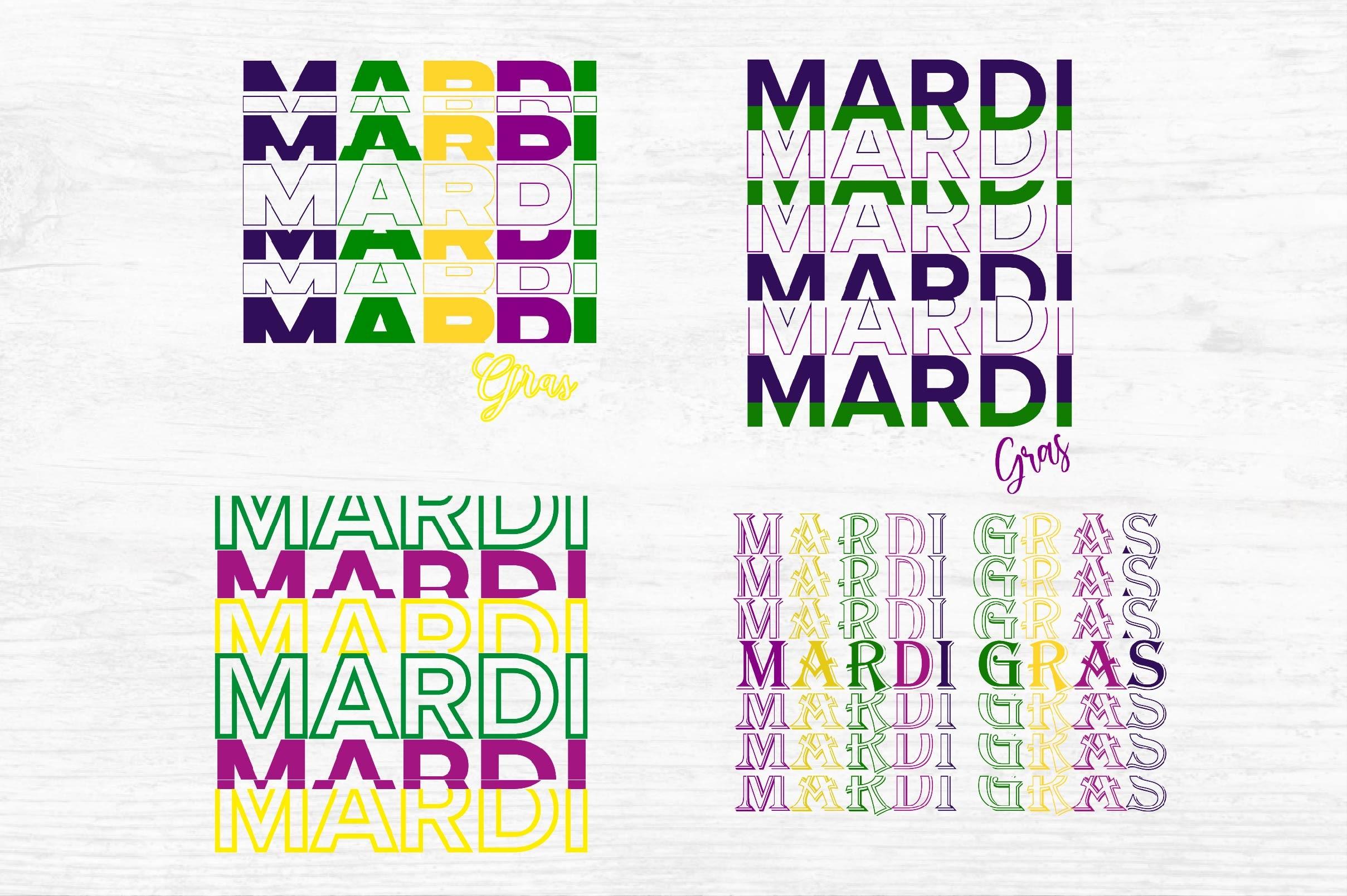 Mardi Gras Stacked Text 4 Svg