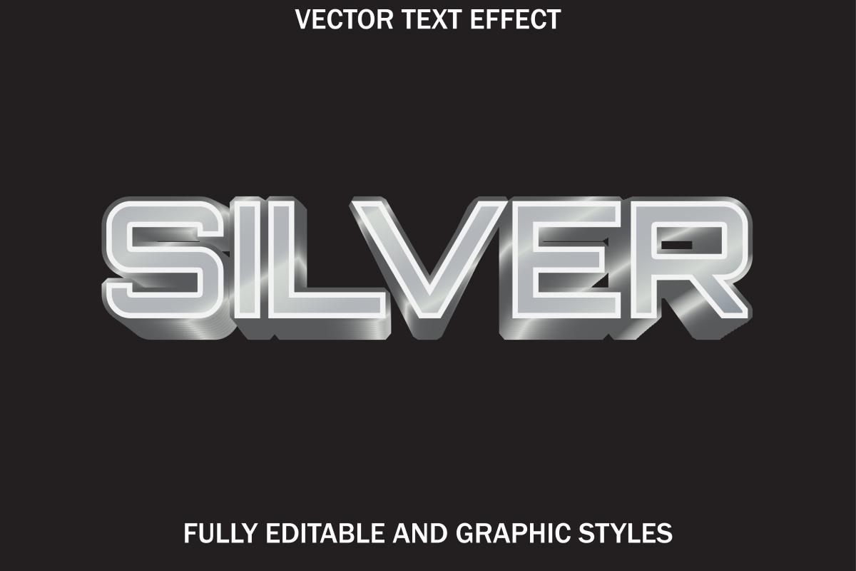 Silver Text Effect on Black Background.