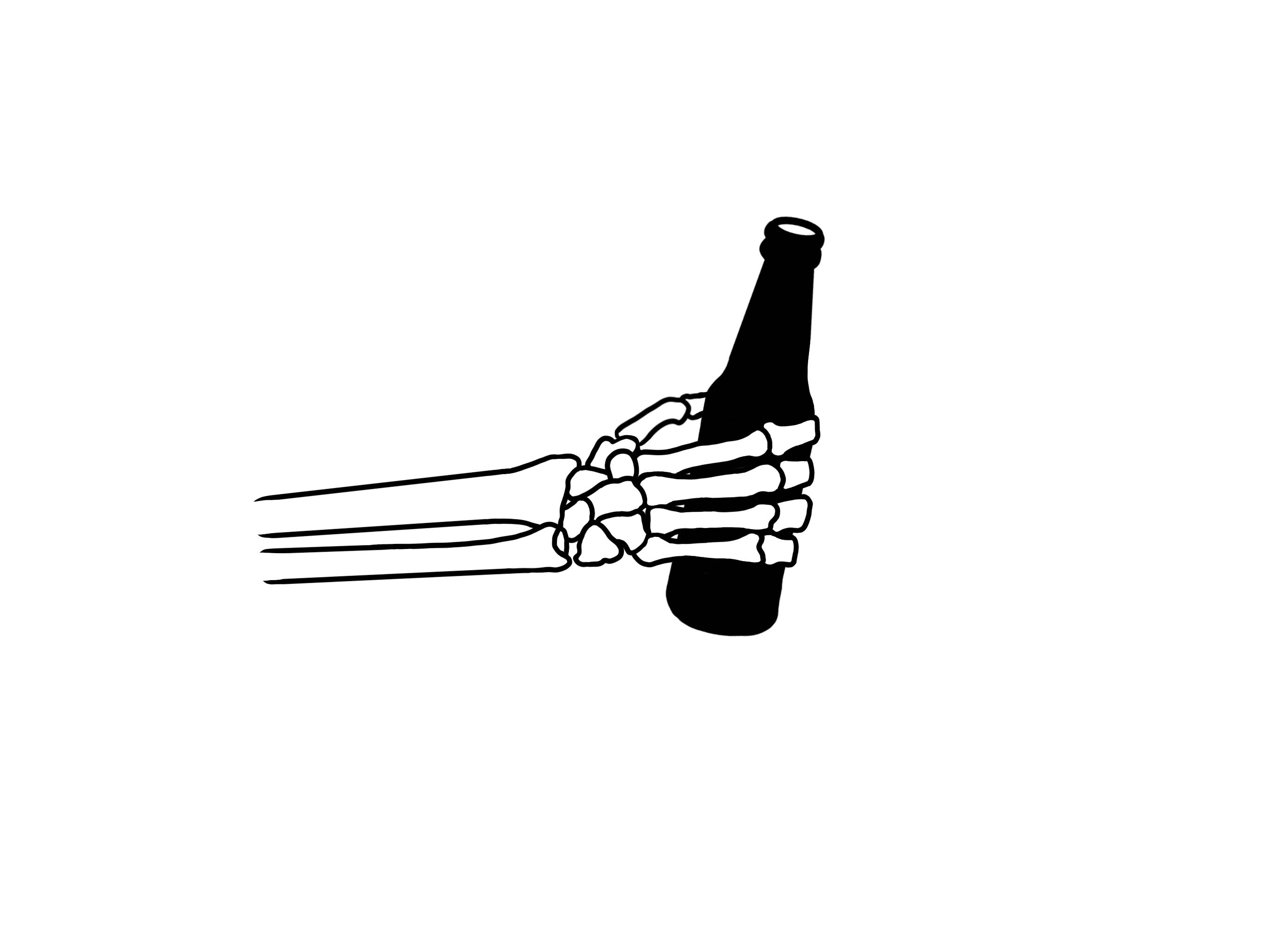 Skeleton Holding Beer Bottle
