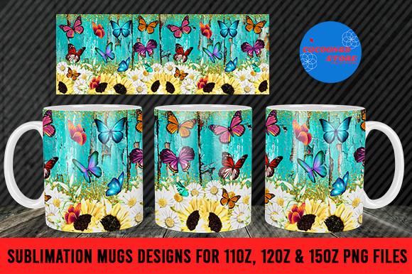 Butterfly Flower Rustic Mug