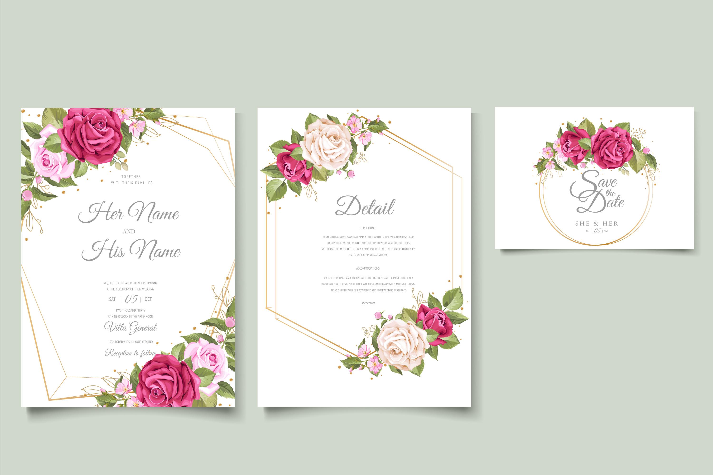 ELEGANT Roses Wedding Card Set