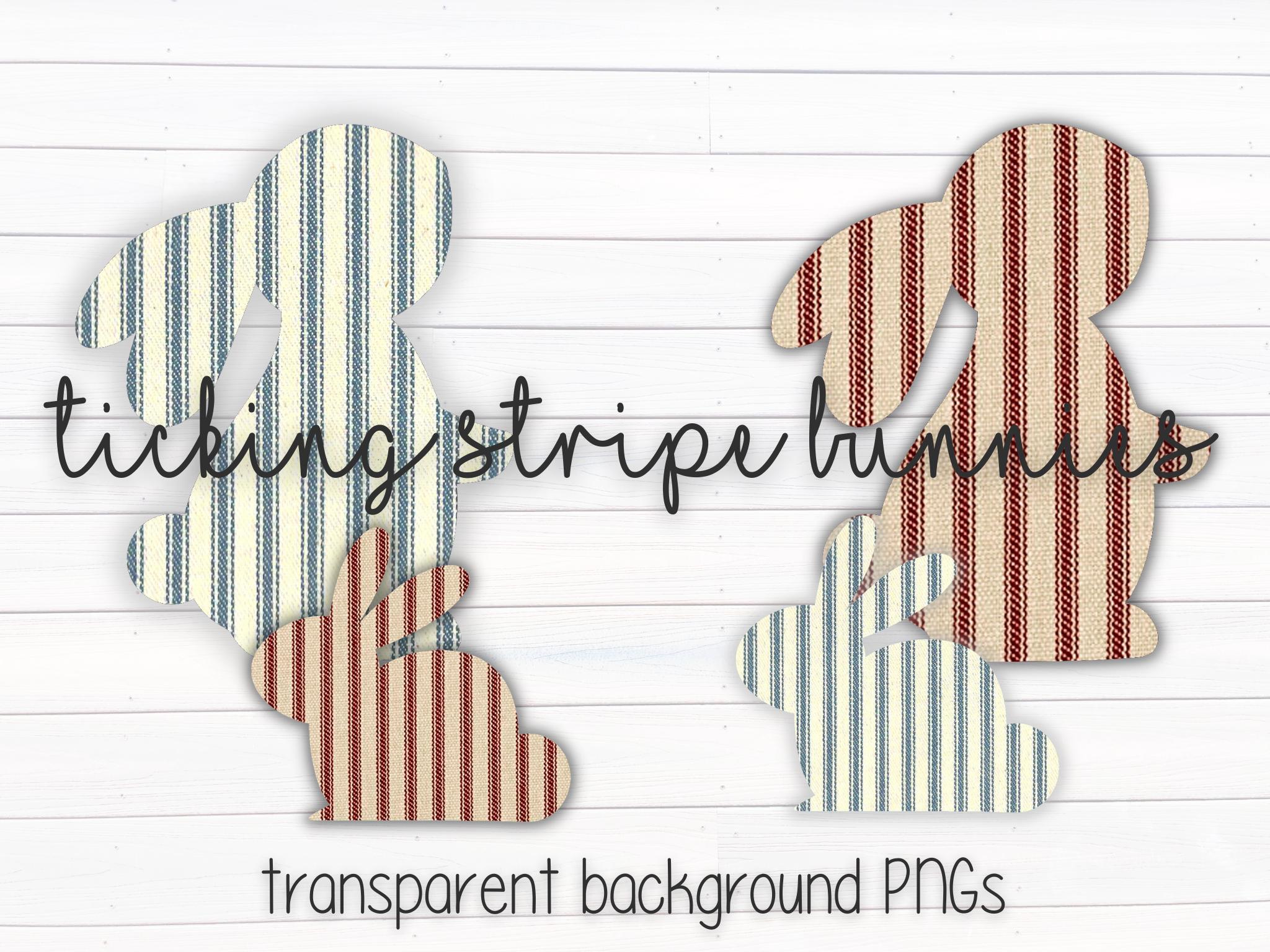 Ticking Stripe Farmhouse Bunny Rabbits