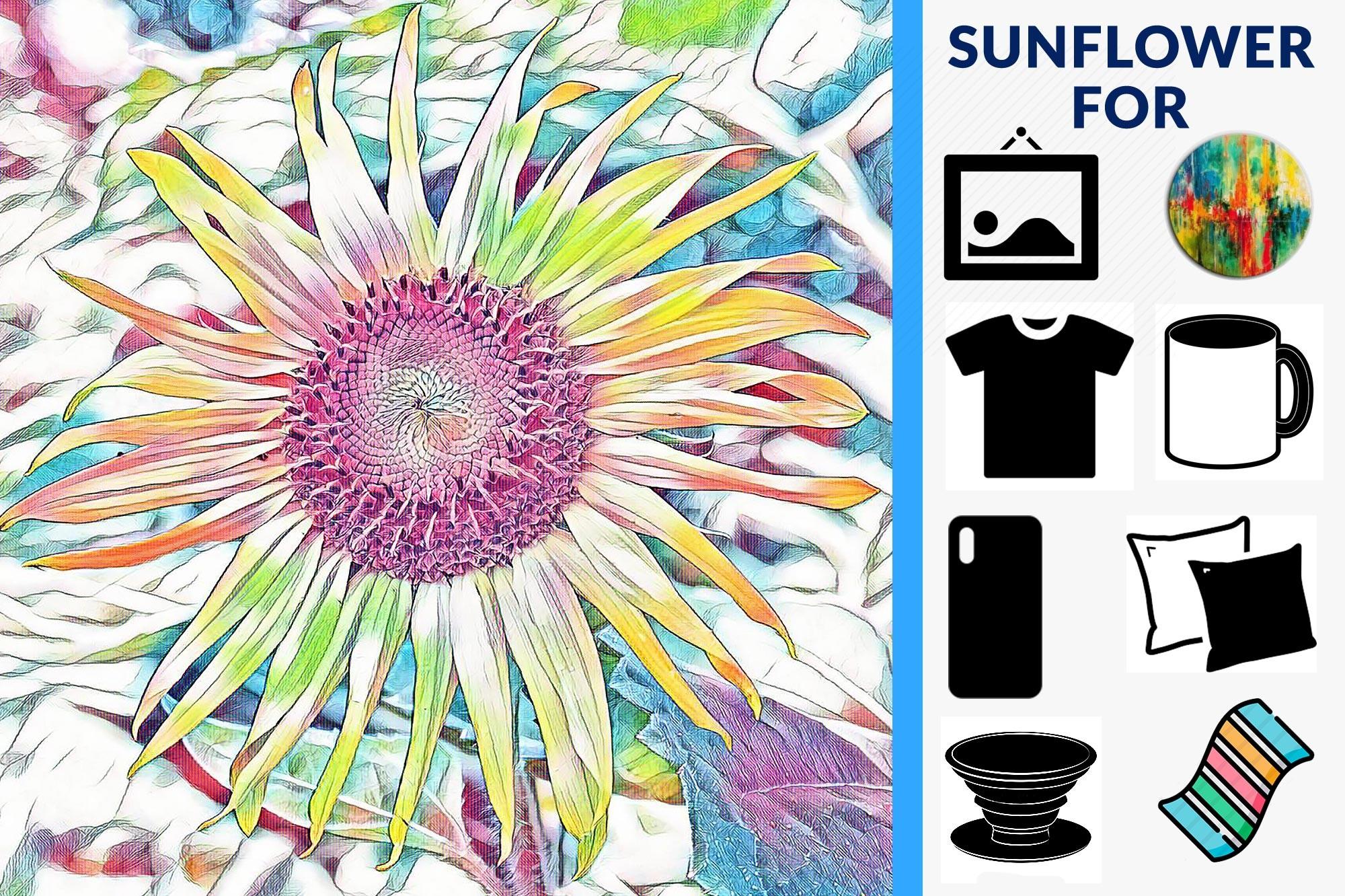 Colorful Sunflower Sublimation Design