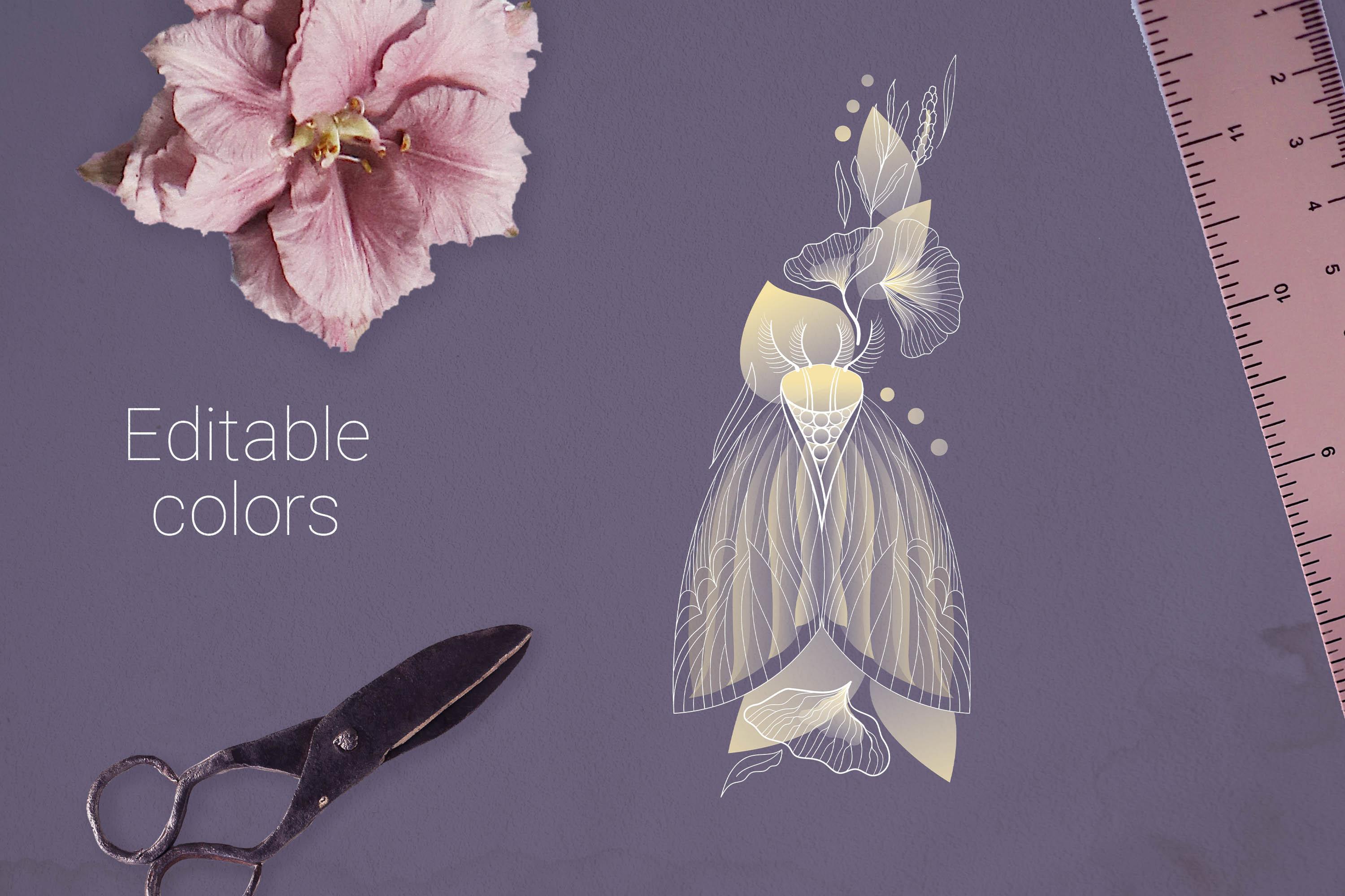 Moth and Botanical Elements Design