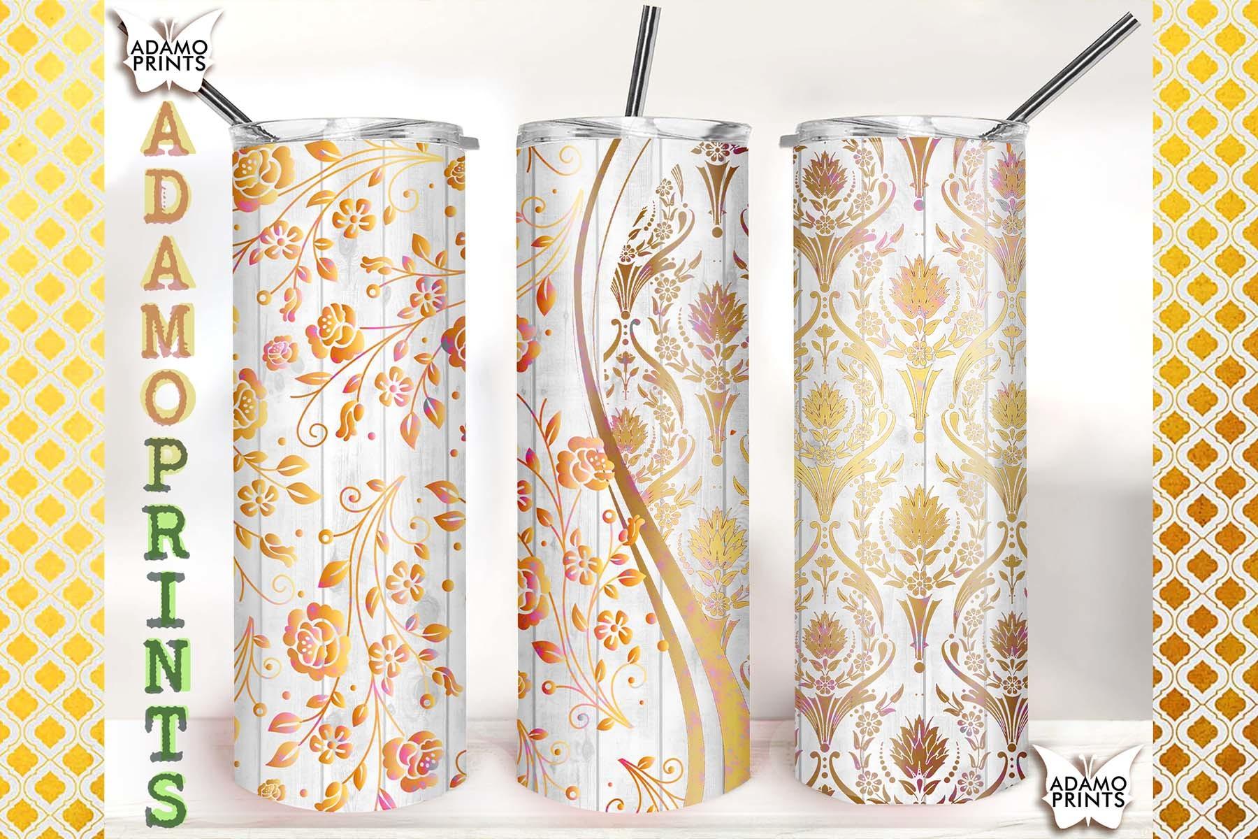 Woodgrain Floral Mandala Glitter 20oz