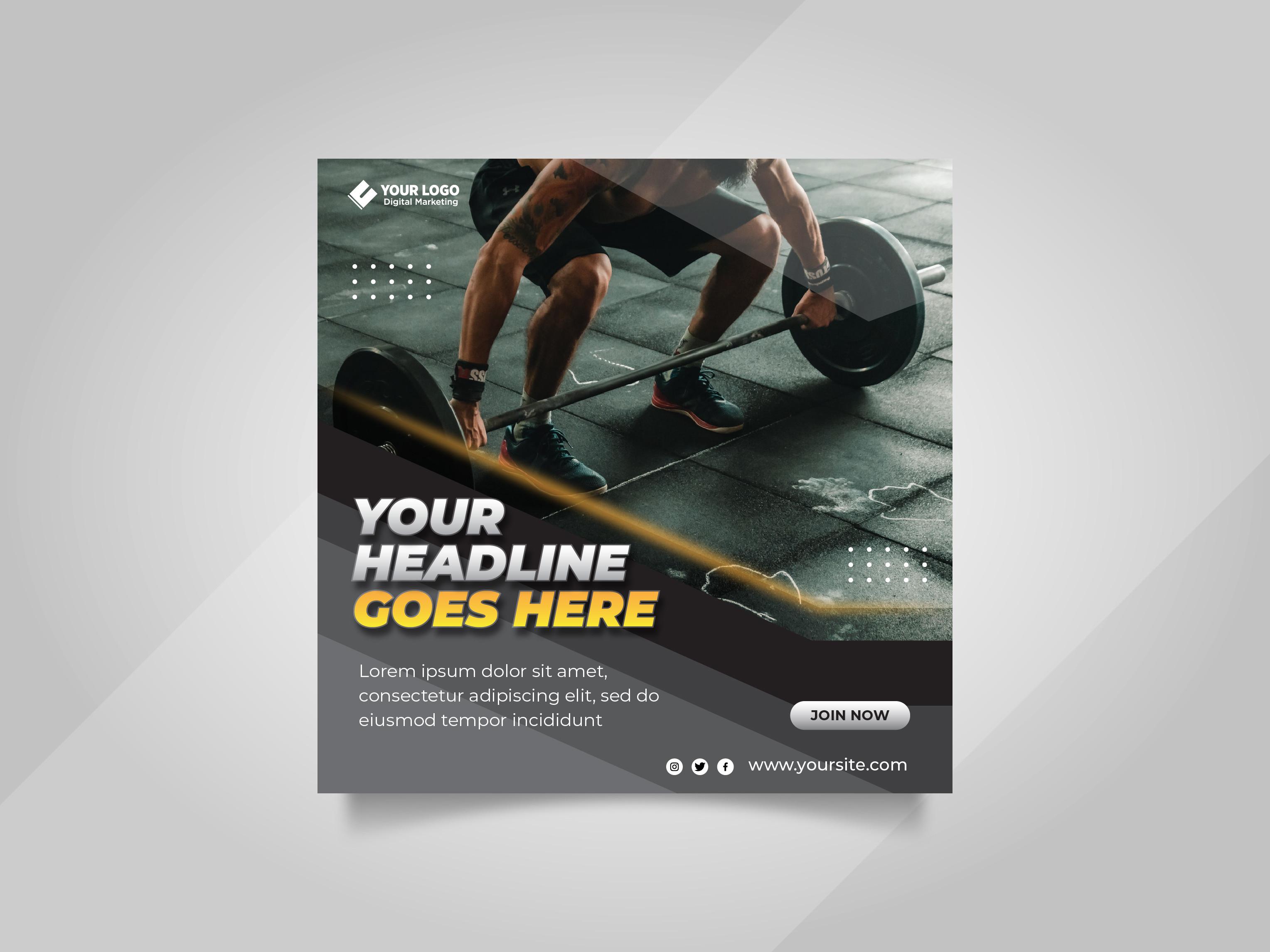 Gym and Fitness Social Media Post Banner
