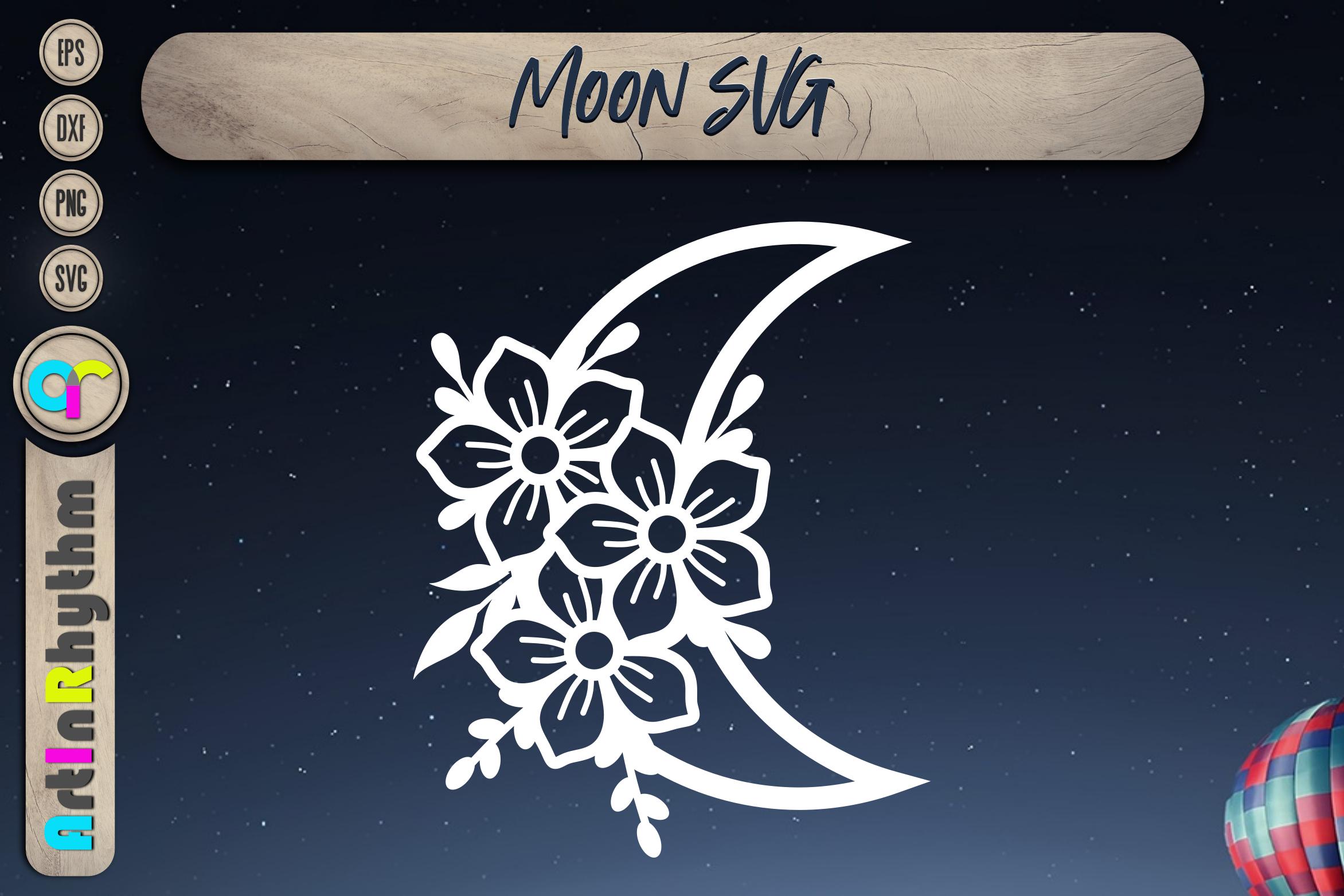 Flower Moon SVG, Floral SVG, Botanical