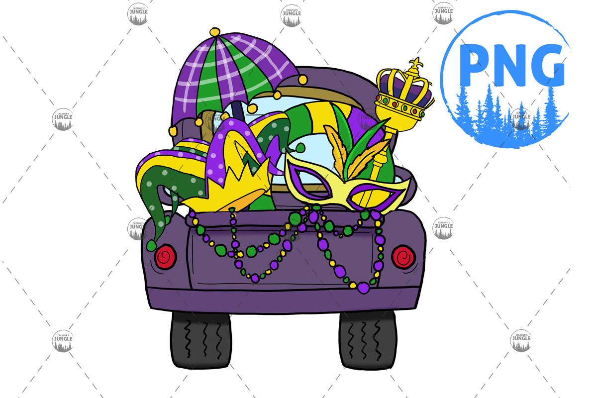 Mardi Gras Truck Sublimation Png
