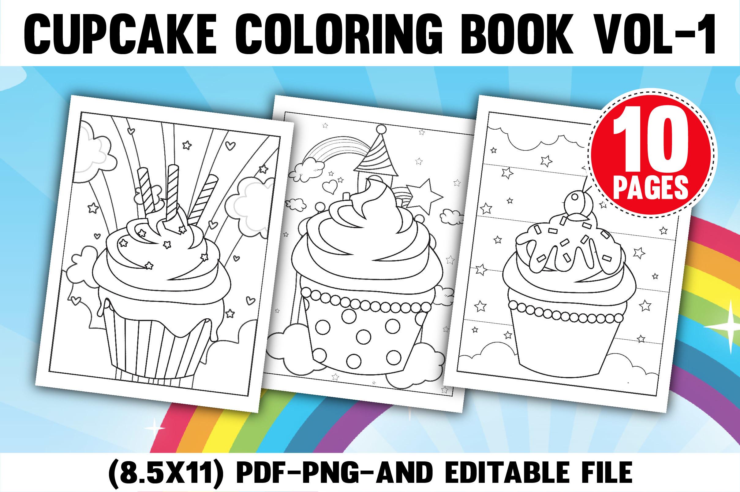 Cupcake Coloring Book for Kids & Teens
