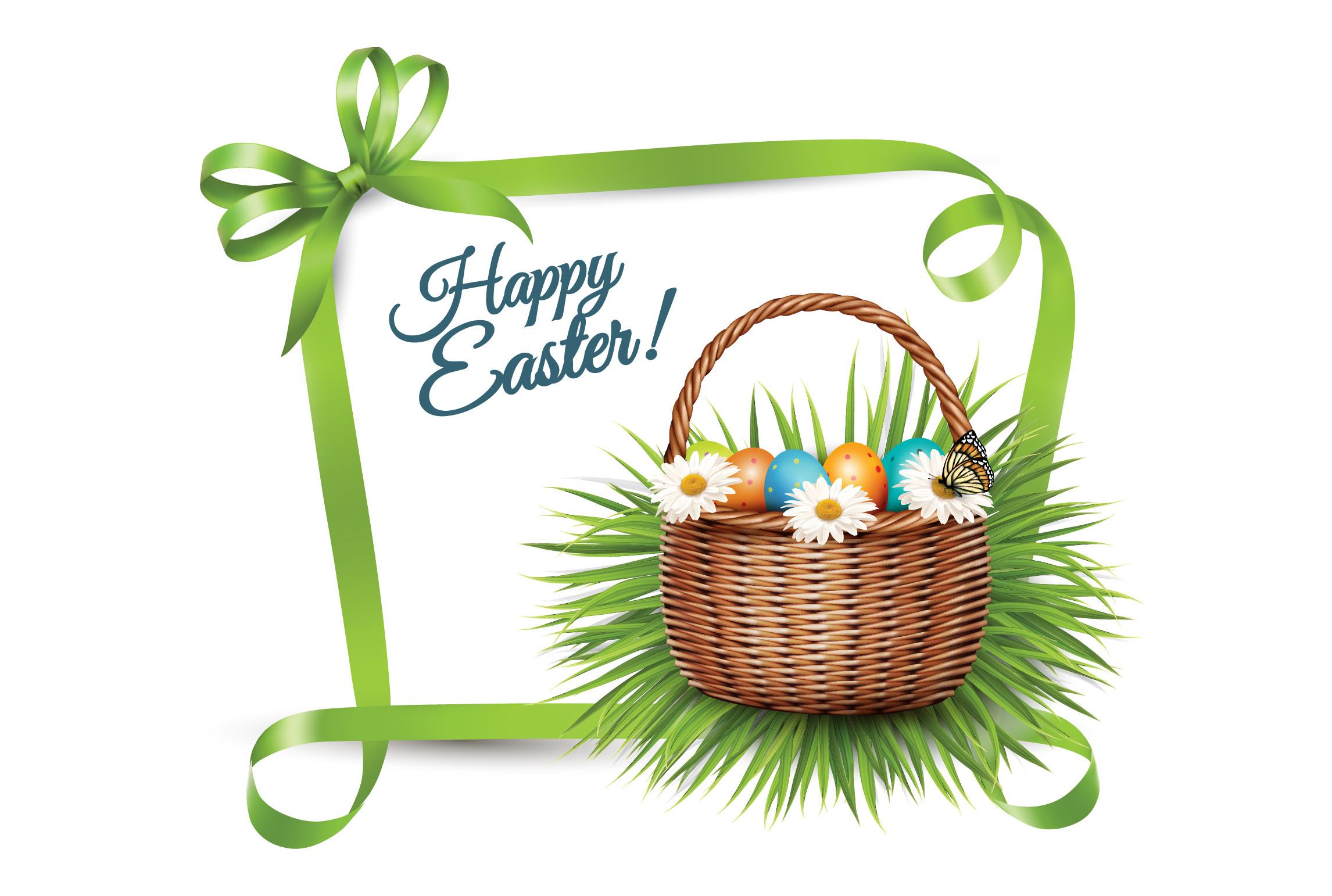 Green Bow Decoration Easter Card Design