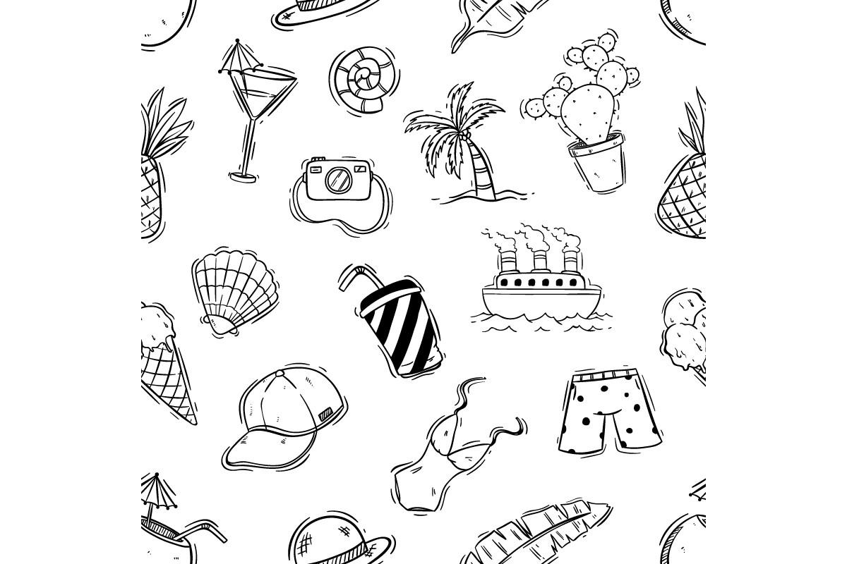 Cute Summer Elements in Seamless Pattern