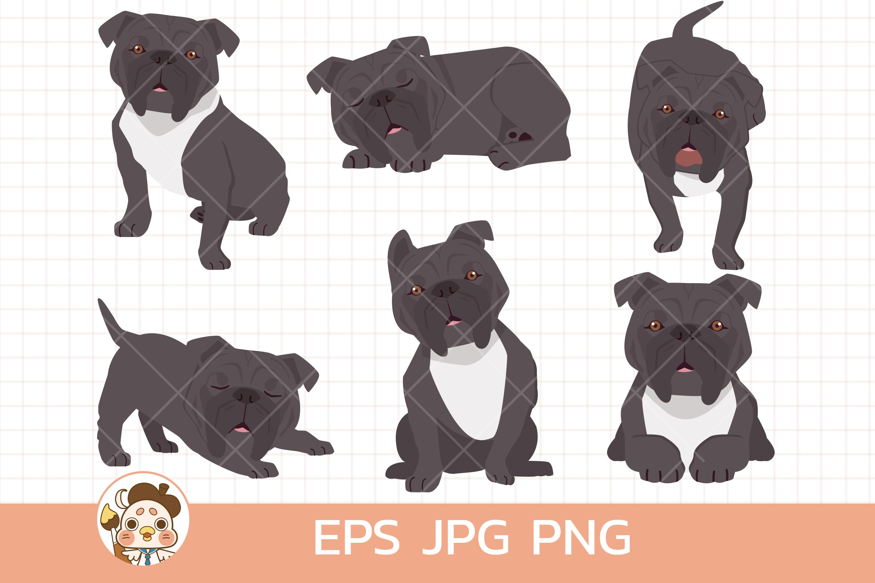 Set of Cute Pitbull