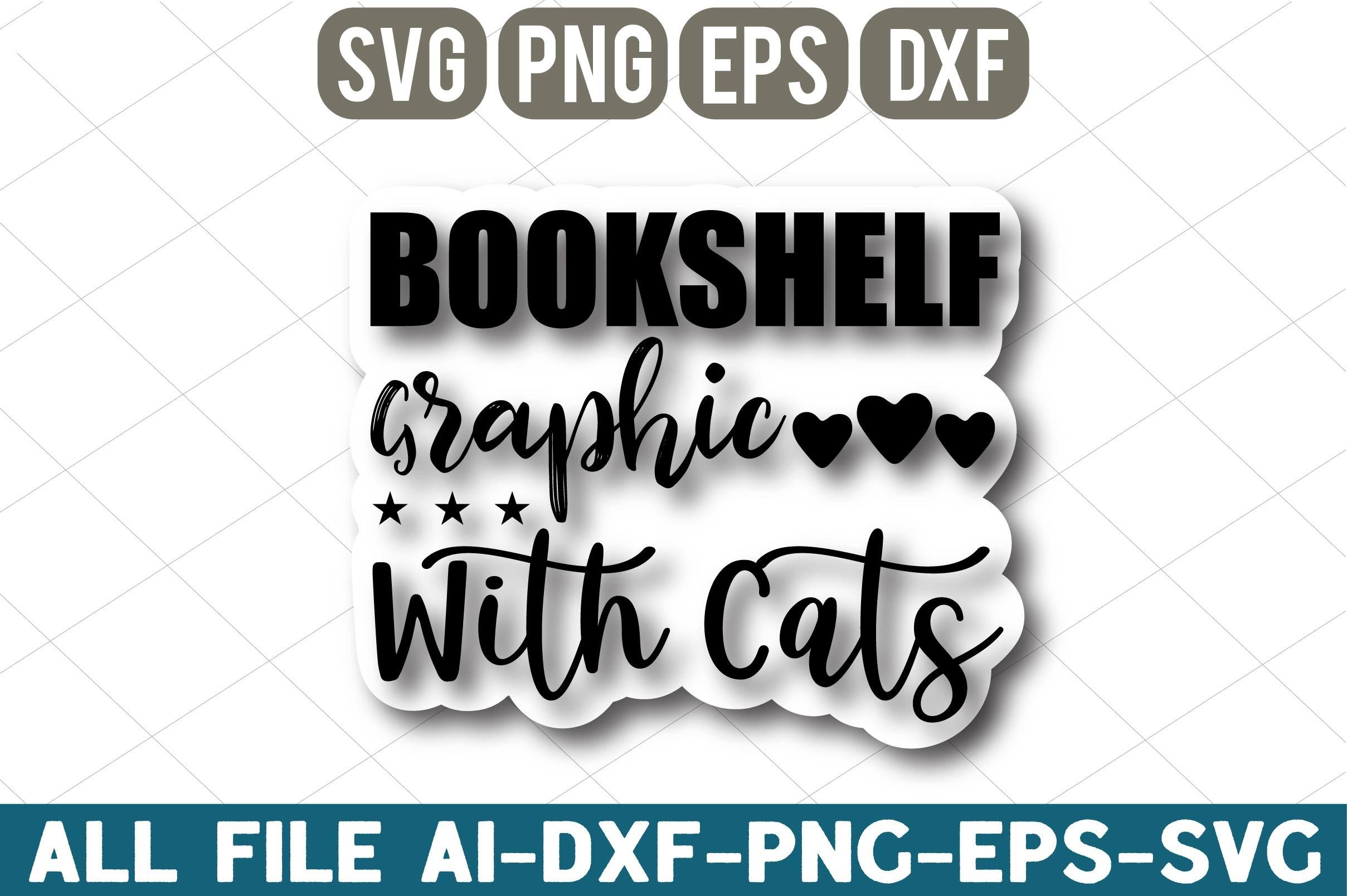 Bookshelf Graphic with Cats