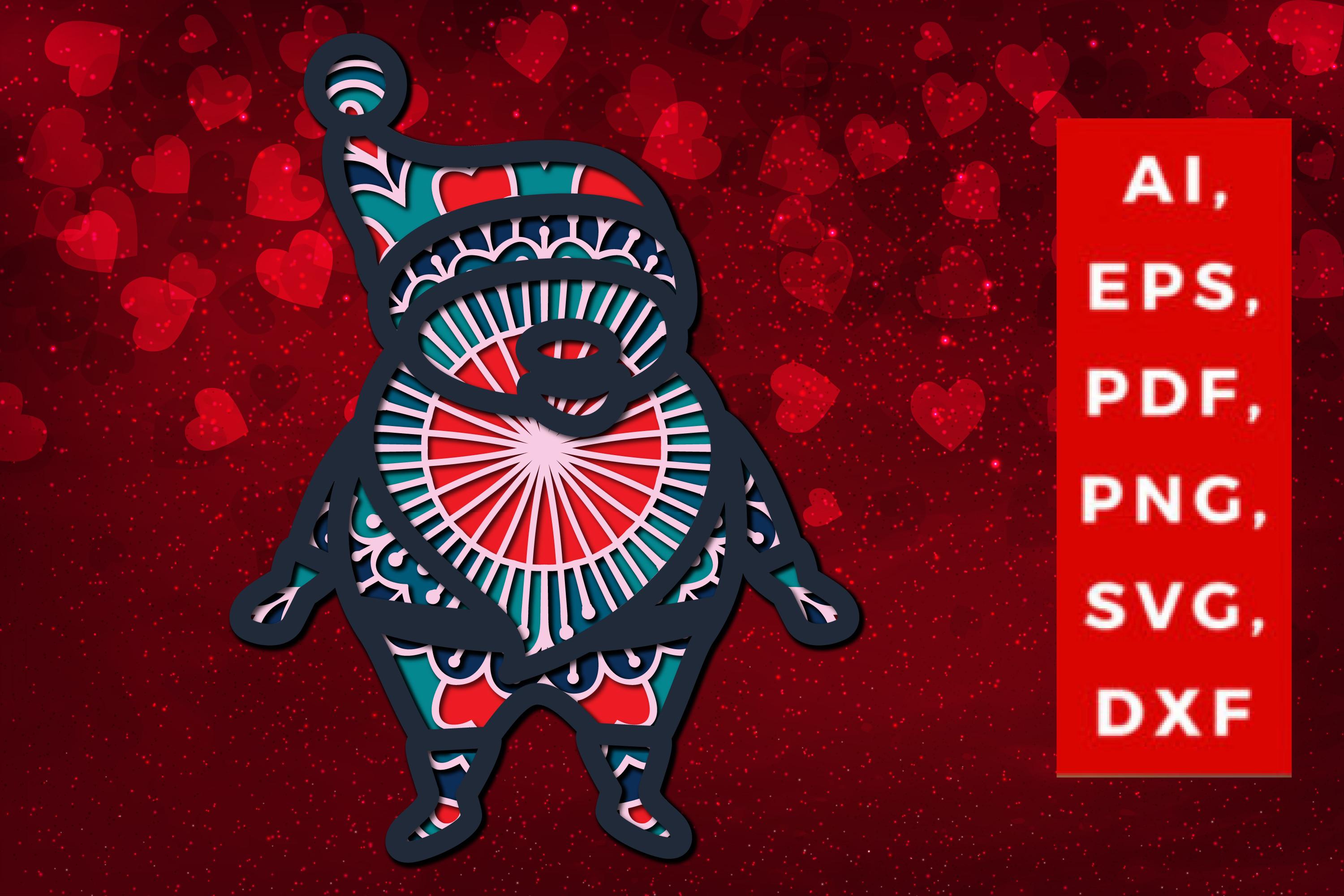 3D Santa Claus Valentine Multi-layer SVG