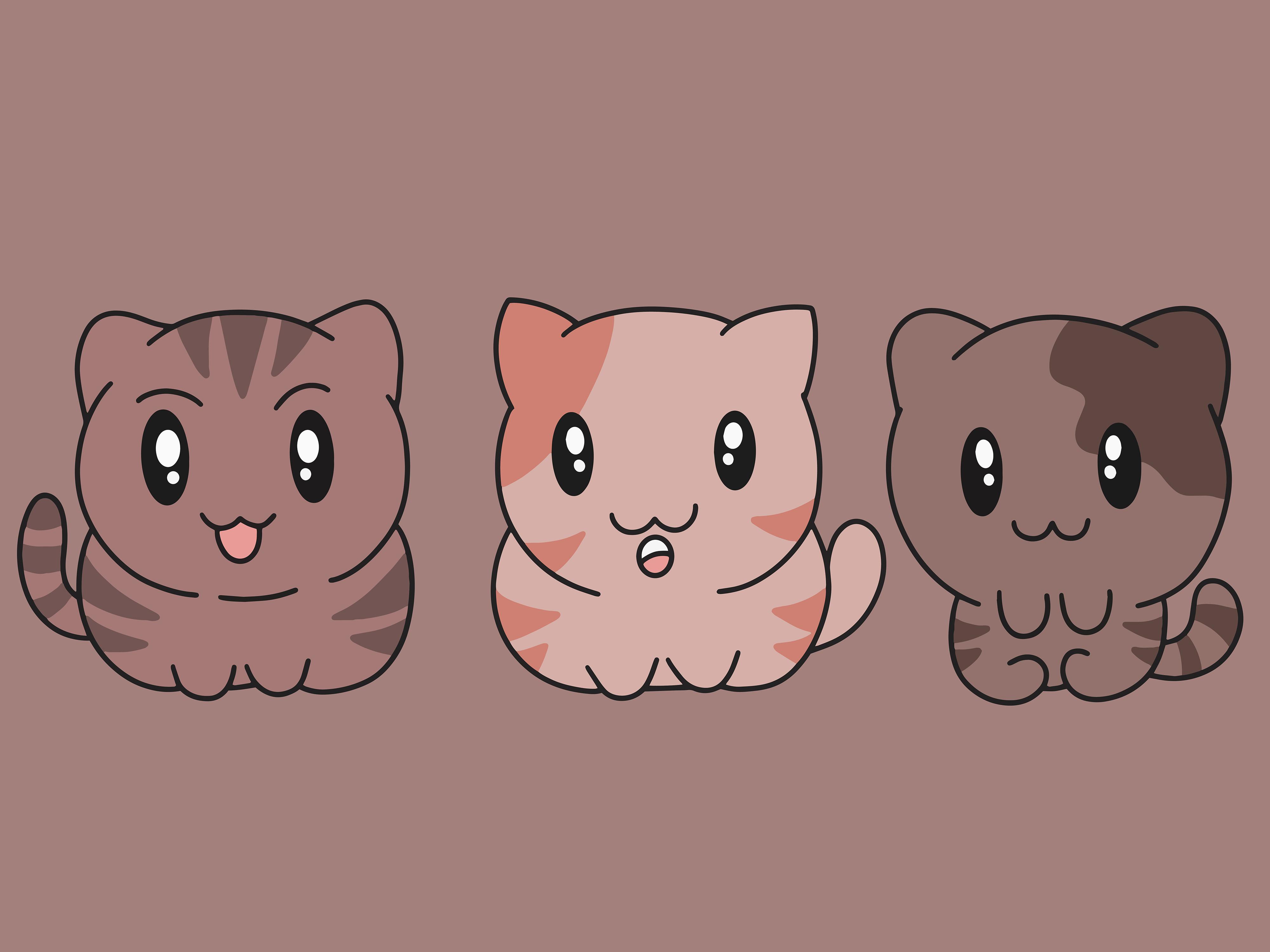 Set Cute Animal Cat Kitten Love Cartoon