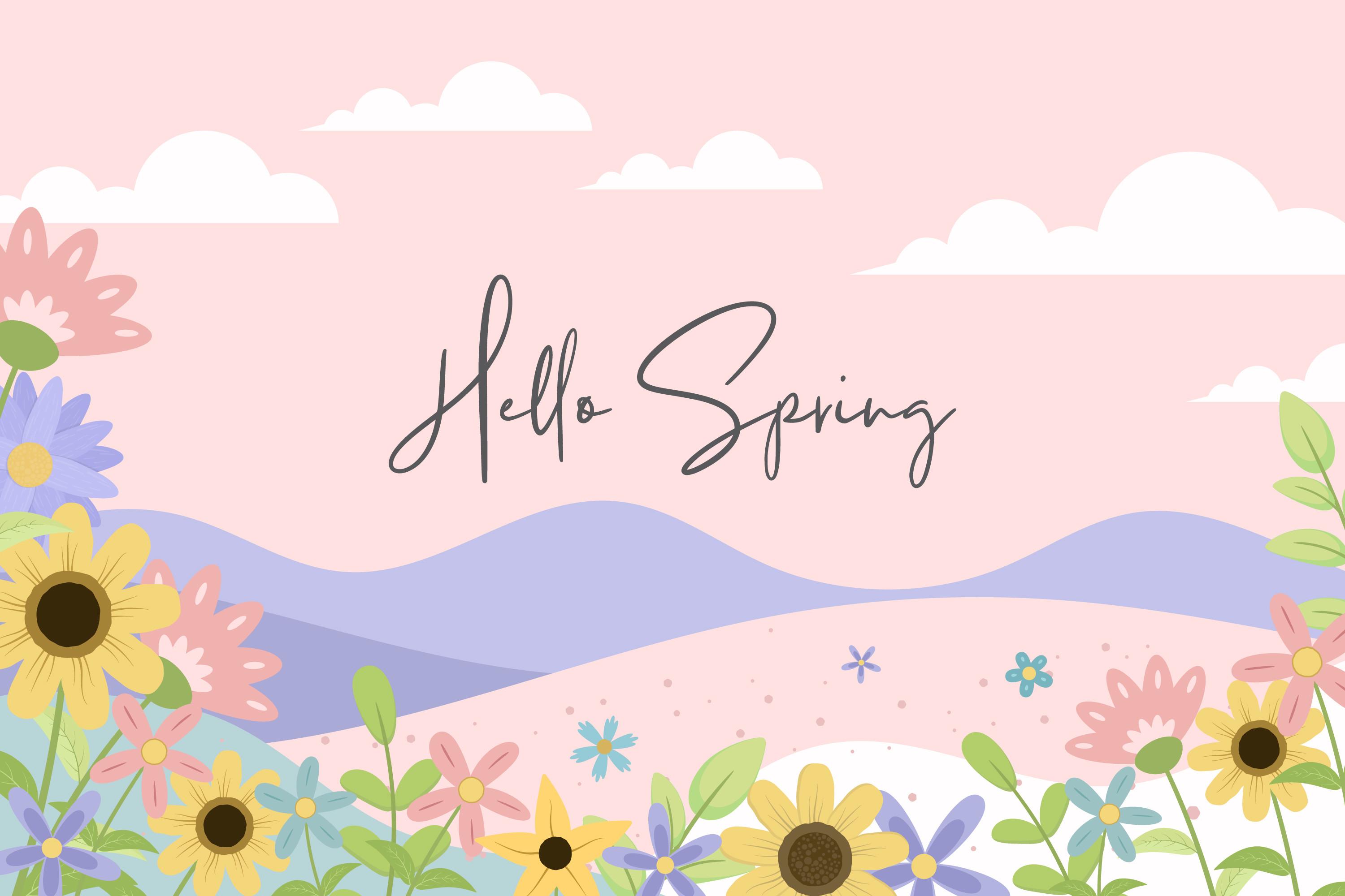 Hand Drawn Spring Flower Background