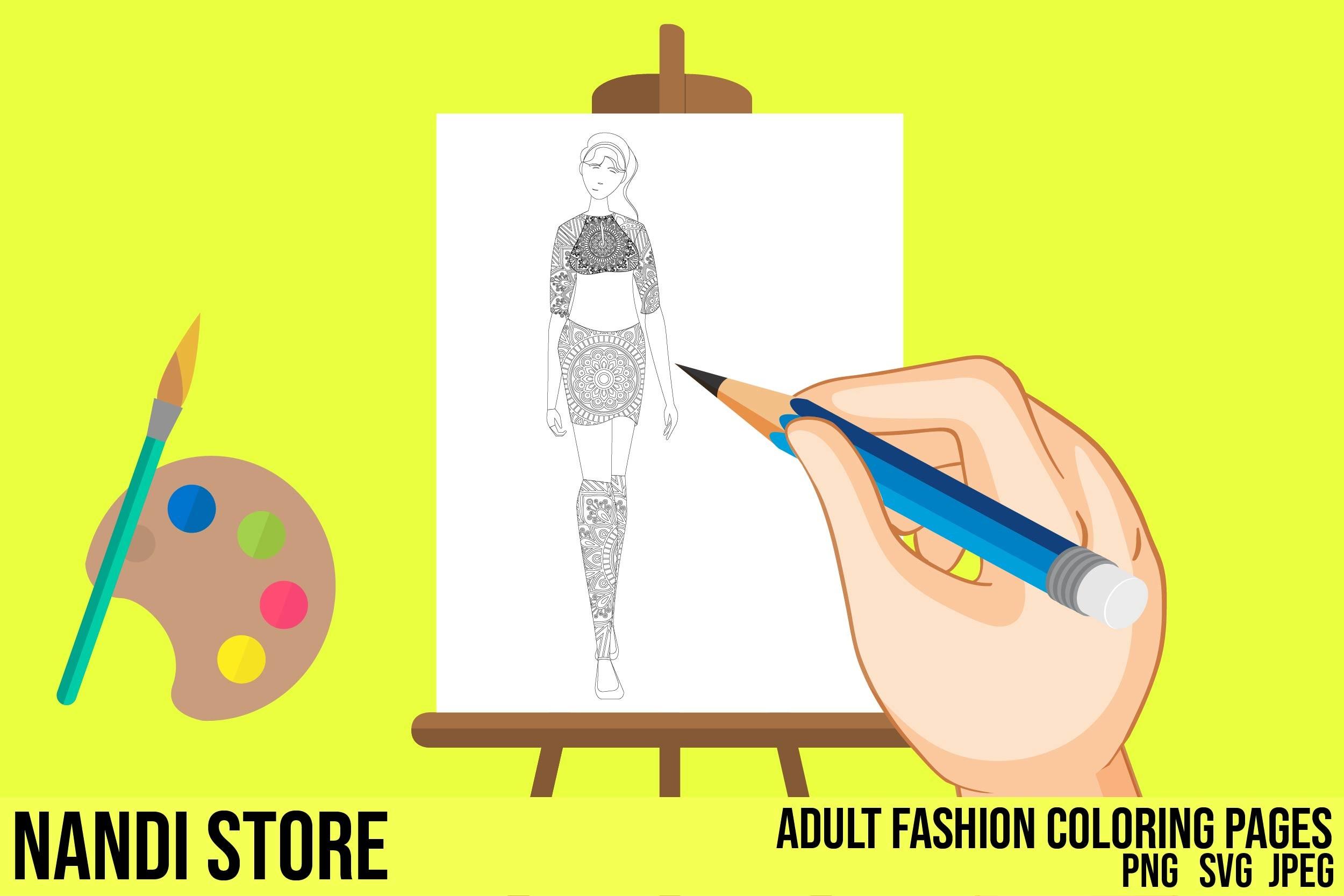 ADULT FASHION GIRL KDP COLORING PAGE