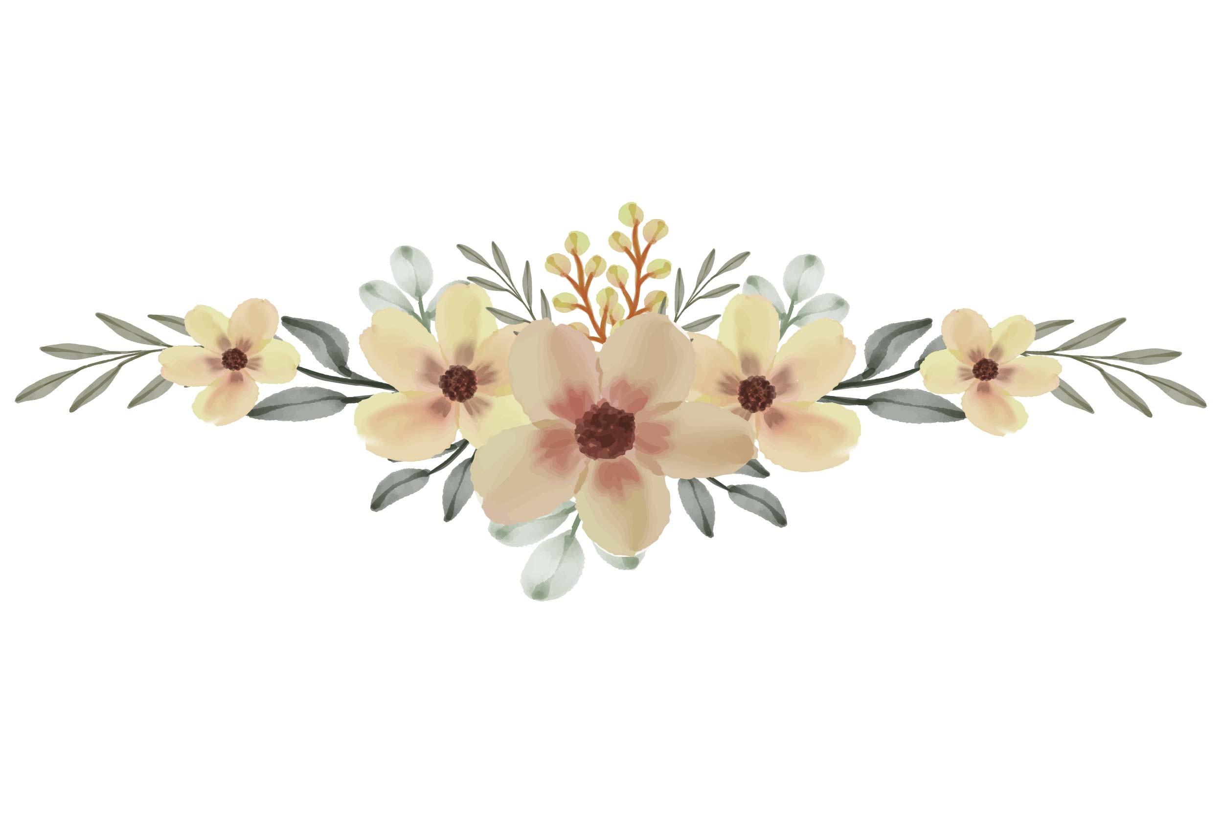 Set of Yellow Floral Watercolor Frame