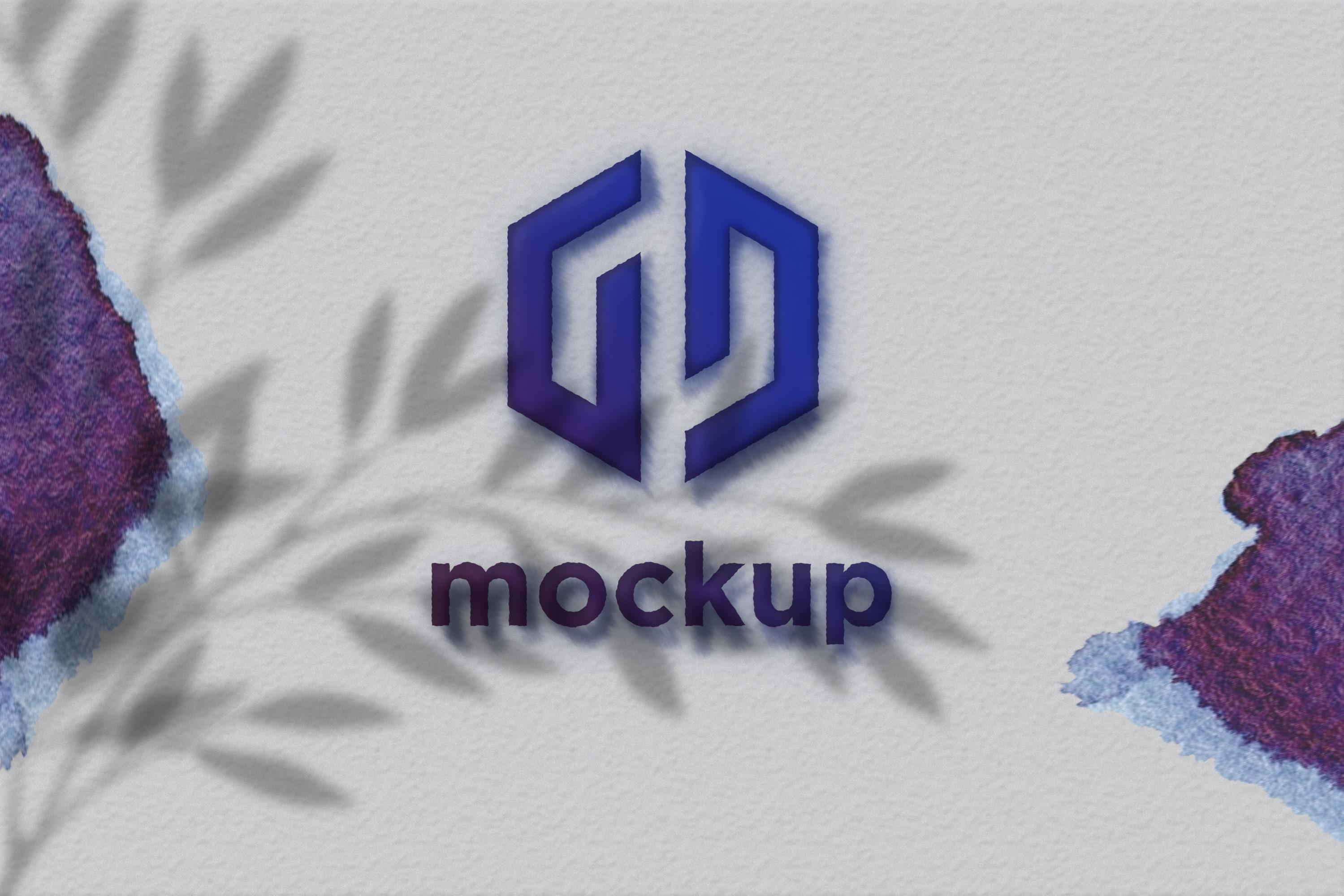Ink Logo Mockup with Leaves Shadow