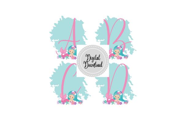 Flower Mermaid Alphabet Clipart Design