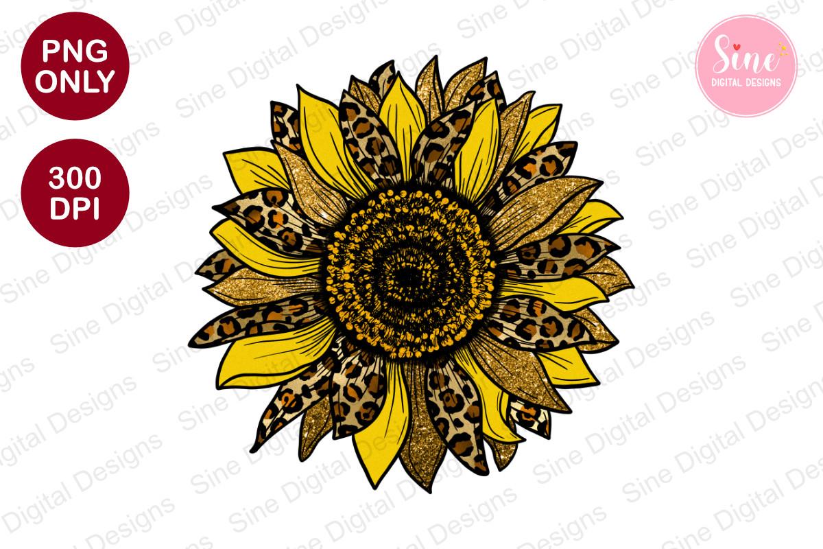 Leopard Glitter Sunflower Sublimation