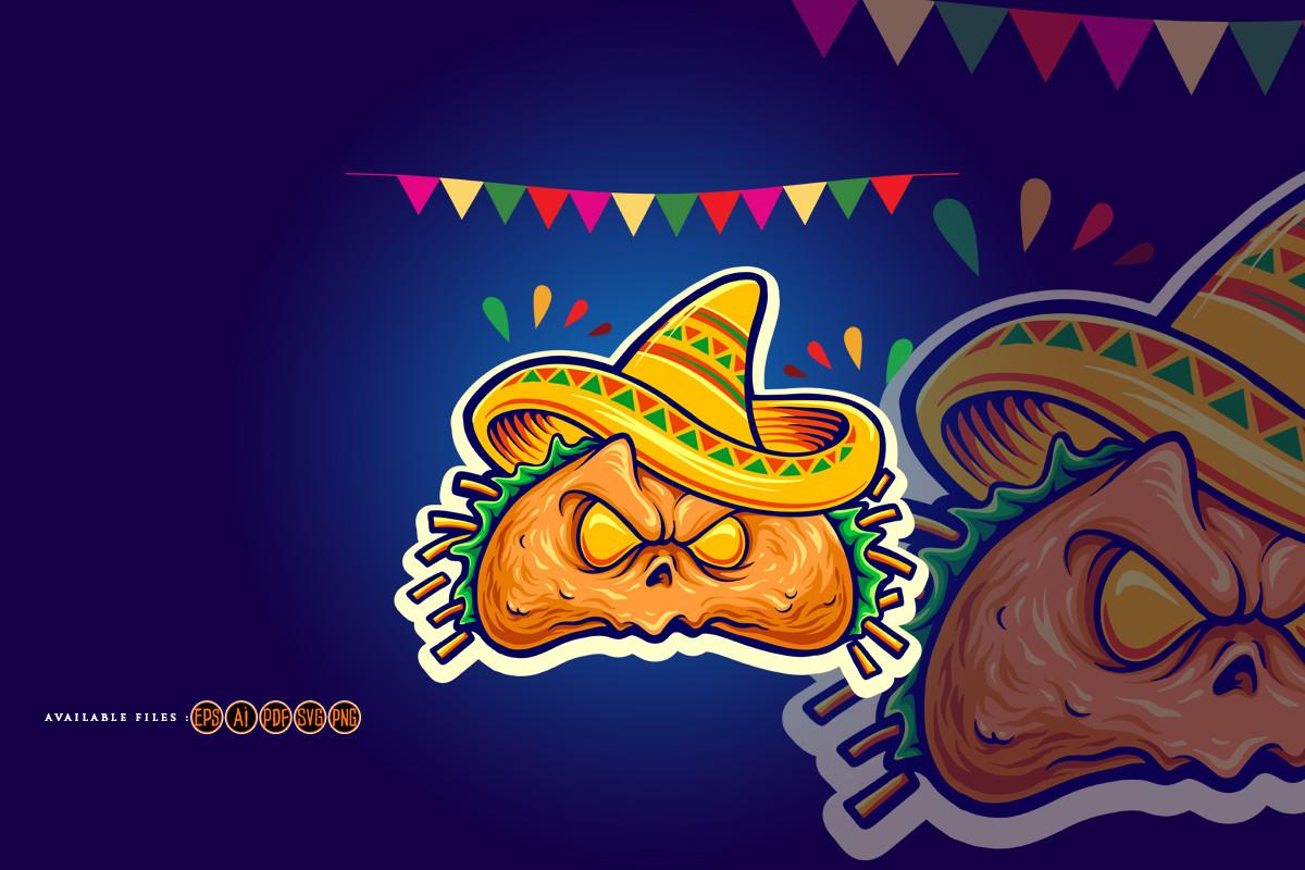 Scary Delicious Tacos Restaurant Mascot