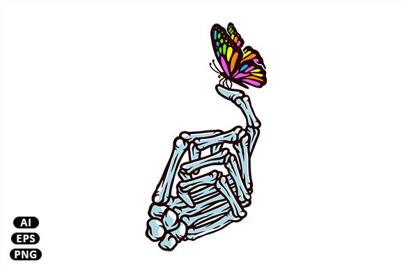 Beautiful Butterfly and Skull Hand