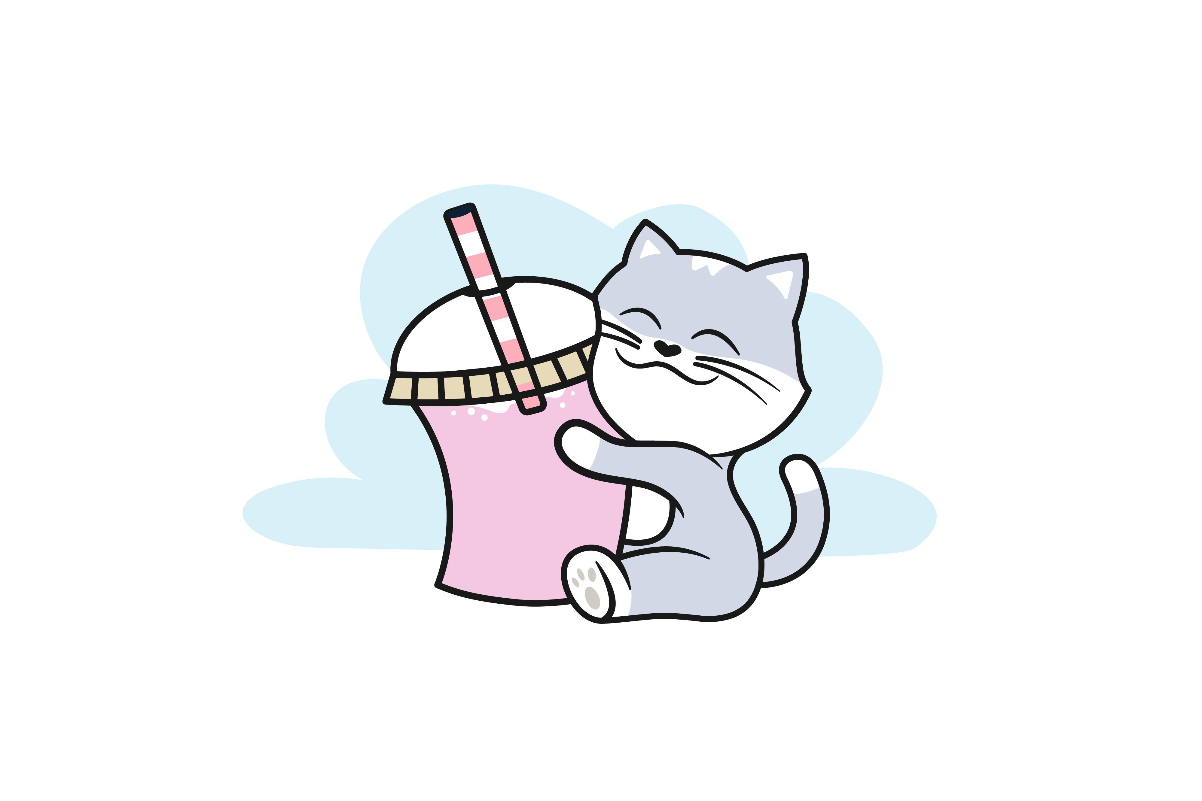Sticker Animal Hugging Food