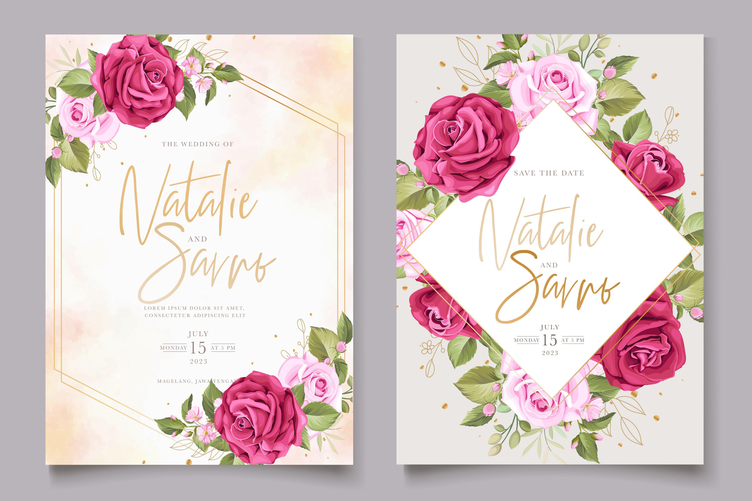 ELEGANT Roses Wedding Card Set