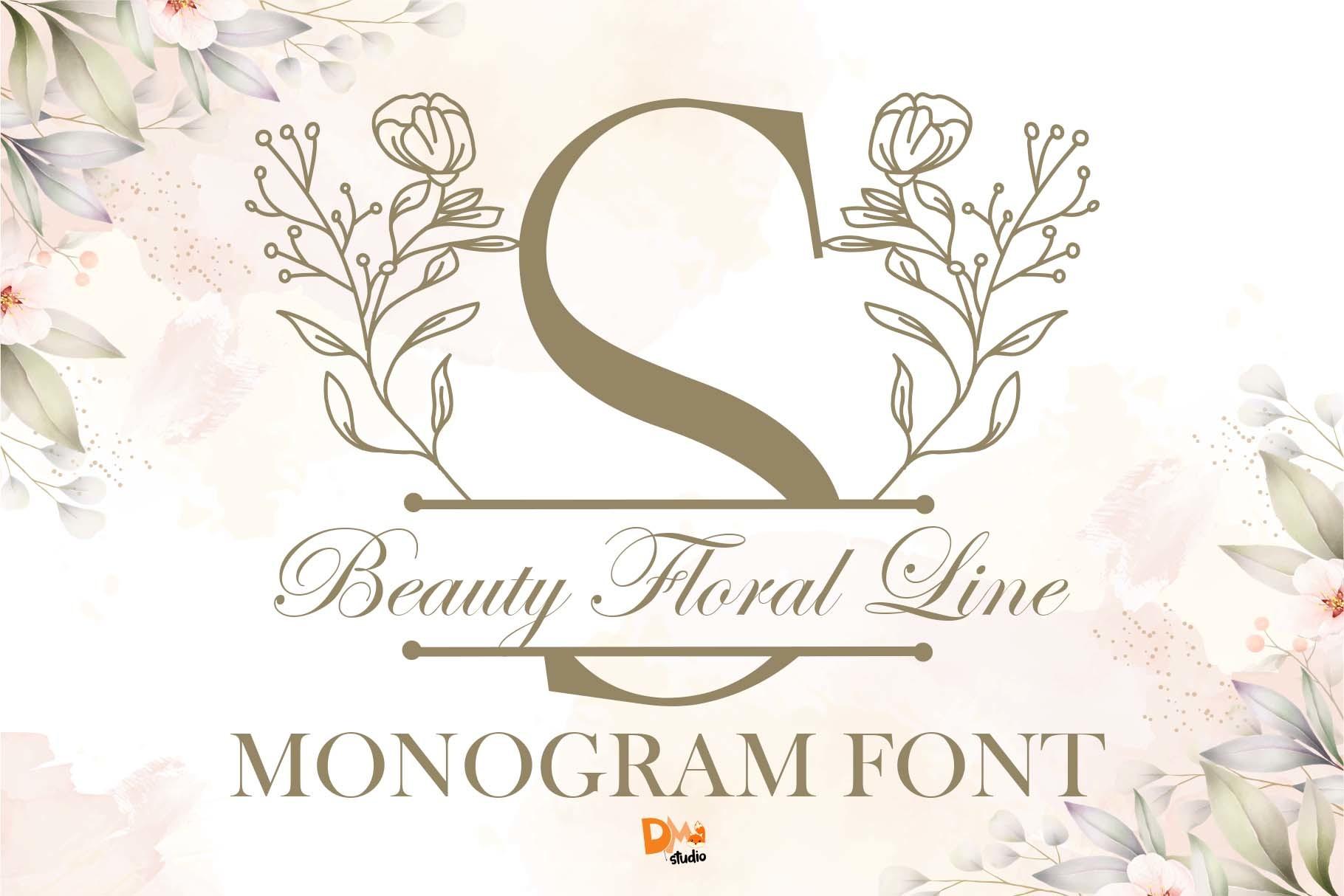 Beauty Floral Line Monogram Font