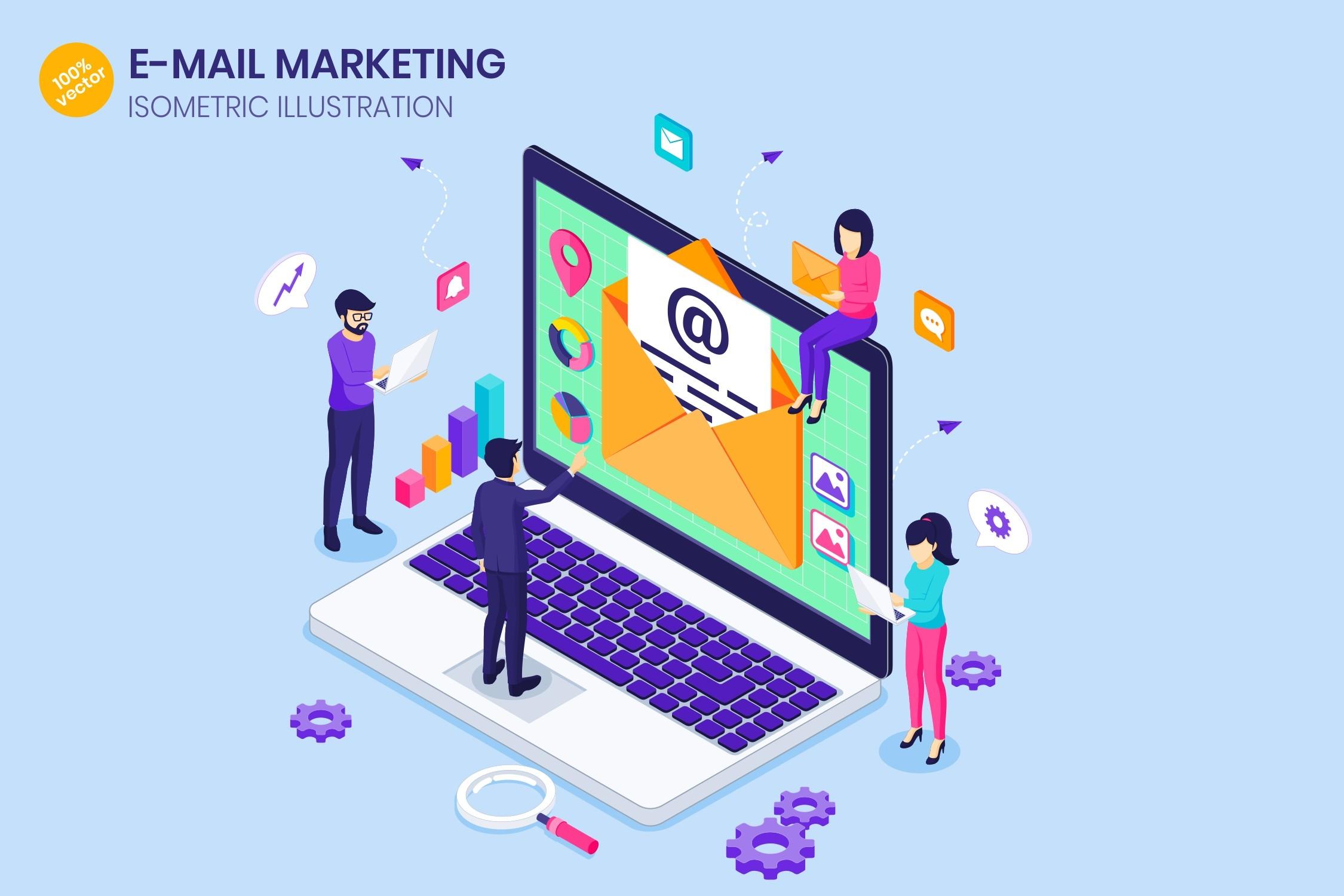 Isometric E-mail Marketing Illustration