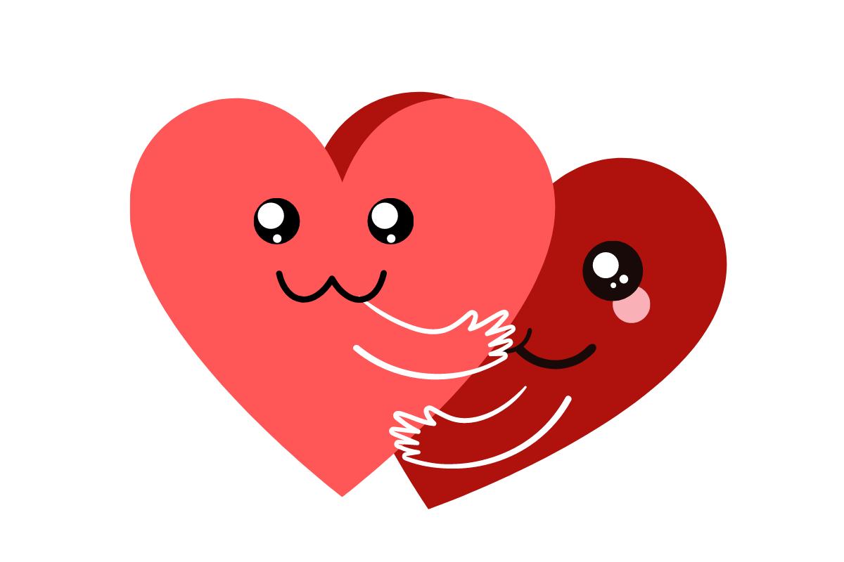 Two Hearts Hugging